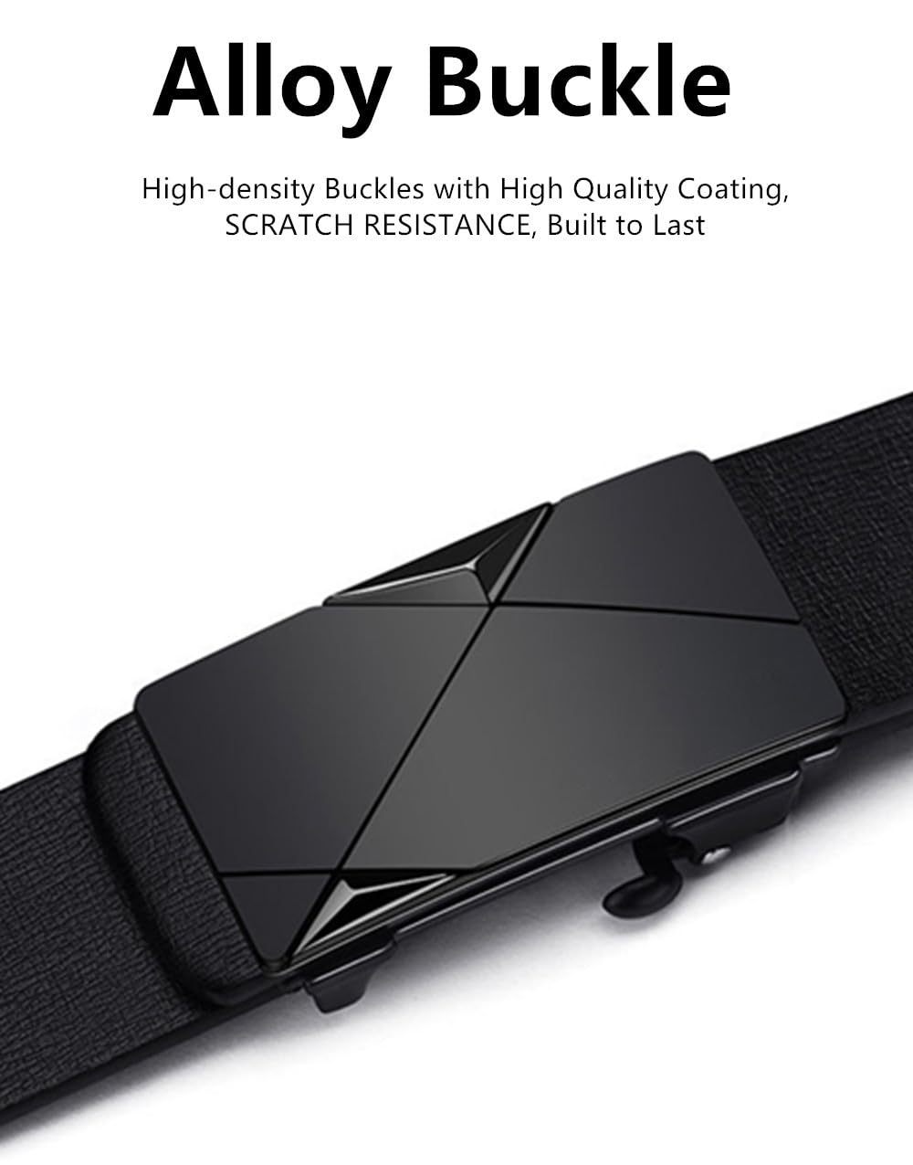 Men's Belt - Men's Trouser Belt - Belt with Automatic Buckle - Click Belt - Belt Without Holes - Luxury Costume Belt - Jeans Belt - Gift for Men - Infinitely Adjustable - 110 cm 120 cm 130 cm - Black - 3 Pieces - Image 2
