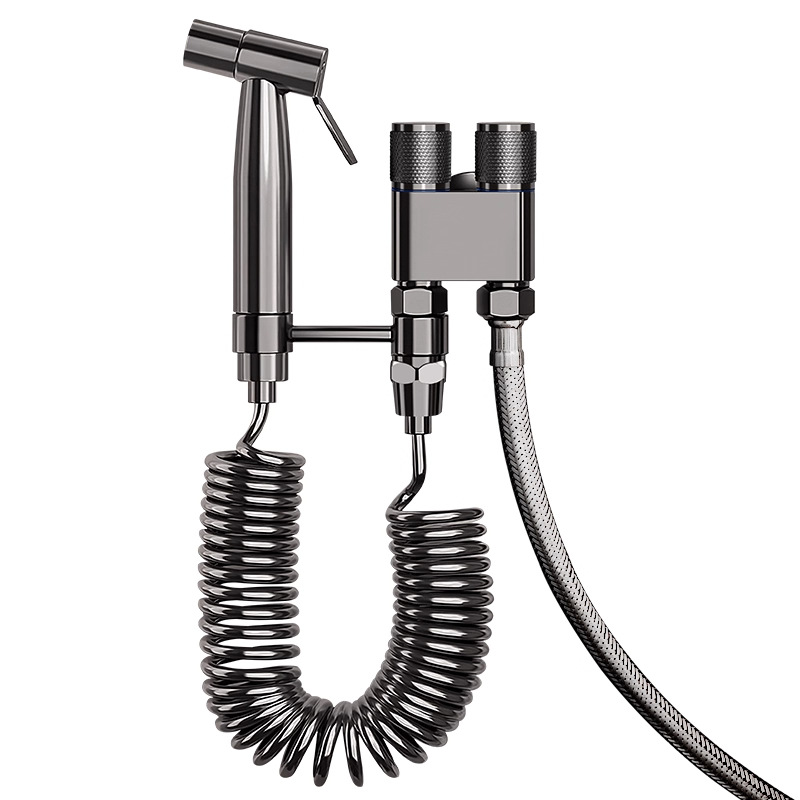 Bidet Sprayer - Hand Shower Toilet - Shattaf - WC Shower - Toilet Sprayer - Hand Bidet - Bidet Faucet - Intimate Hygiene - Stainless Steel - Bathroom Accessories - Complete Set with Hose - Including Adapter 1/2 to 3/8 - Gray - 1 Piece - Image 1