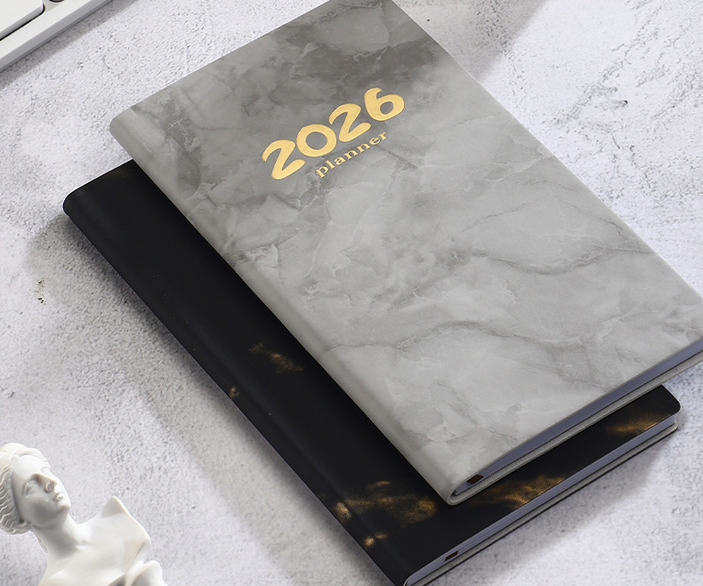 Pocket diary 2026 - A6 diary - Weekly planner - Yearly planner - Organizer - Planner book - 2026 diary for women - School diary - Weekly diary - Compact diary - Diary - Planning tool - Small diary - Marble design - White - 1 piece - Image 4