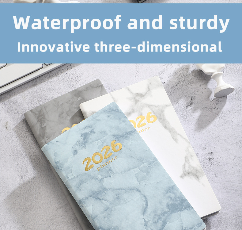 Pocket diary 2026 - A6 diary - Weekly planner - Yearly planner - Organizer - Planner book - 2026 diary for women - School diary - Weekly diary - Compact diary - Diary - Planning tool - Small diary - Marble design - White - 1 piece - Image 6