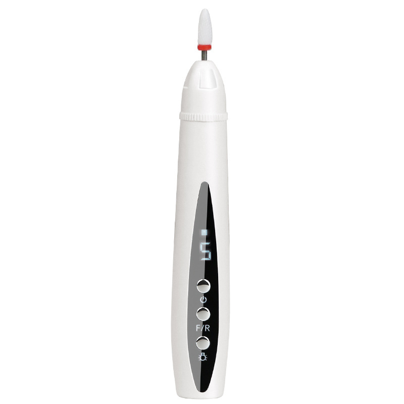 Nail drill - Electric nail file - Manicure set - Pedicure set - Nail care - Gel polish removal - Artificial nail filing - Nail polishing - Acrylic nails - Cordless - Rechargeable - With LCD screen - Nail styling - White - 1 Piece - Image 1