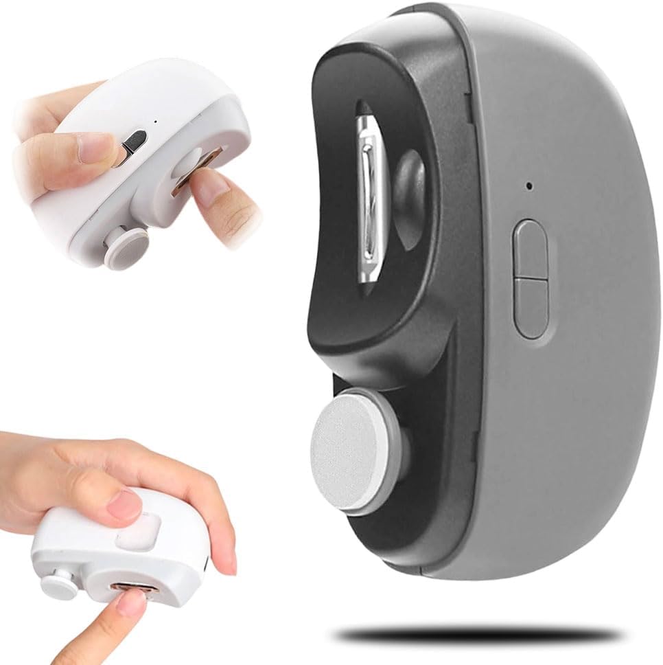 Electric nail clipper - Automatic nail trimmer - Manicure set - Nail care - Electric nail file - Rechargeable - Nail scissors - Hand care - Nail polishing - Nail styling - Cordless - Gray - 1 Piece - Image 1