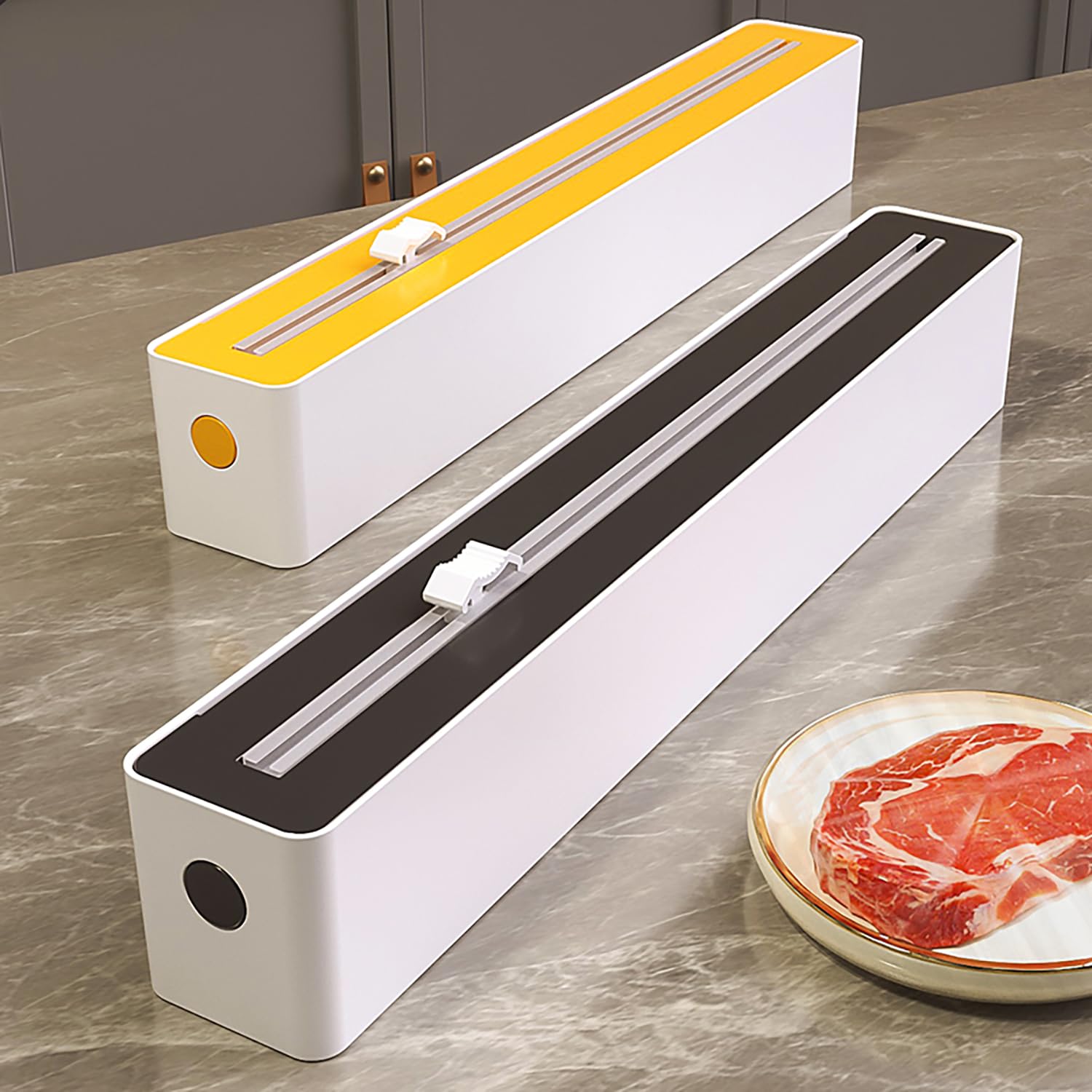 Foil Cutter - Cling Film Dispenser - Aluminum Foil Holder - Foil Cutter - Kitchen Drawer Organizer - Paper Towel Holder - Wrapping Paper Cutter - Baking Paper Holder - Refillable Foil Holder - Kitchen Gadgets - Compact Design - White - 1 Piece - Image 7