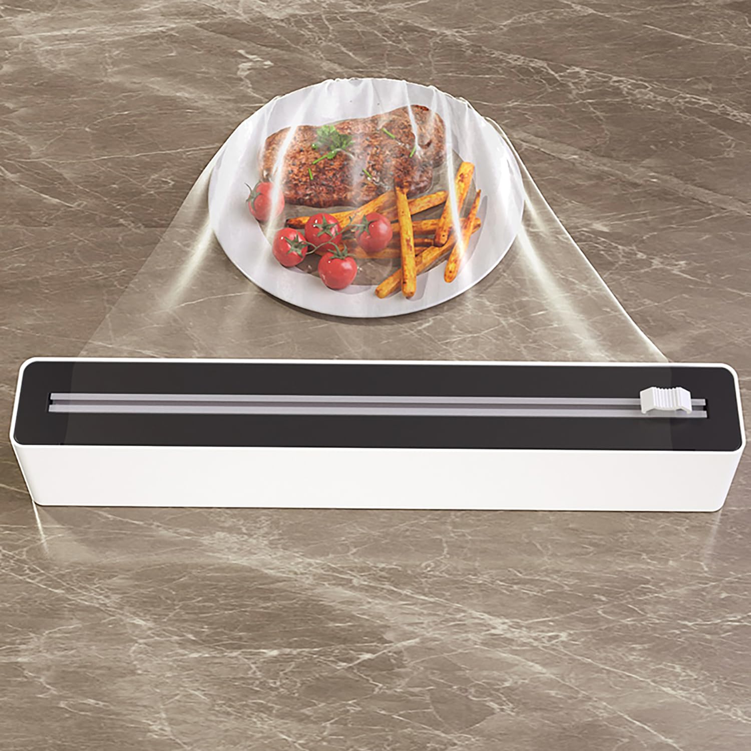 Foil Cutter - Magnetic Cling Film Dispenser - Aluminum Foil Holder - Foil Cutter - Fridge Organizer - Kitchen Drawer Organizer - Paper Towel Holder - Wrapping Paper Cutter - Refillable Foil Holder - Kitchen Gadgets - Safe - White - 1 Piece - Image 3