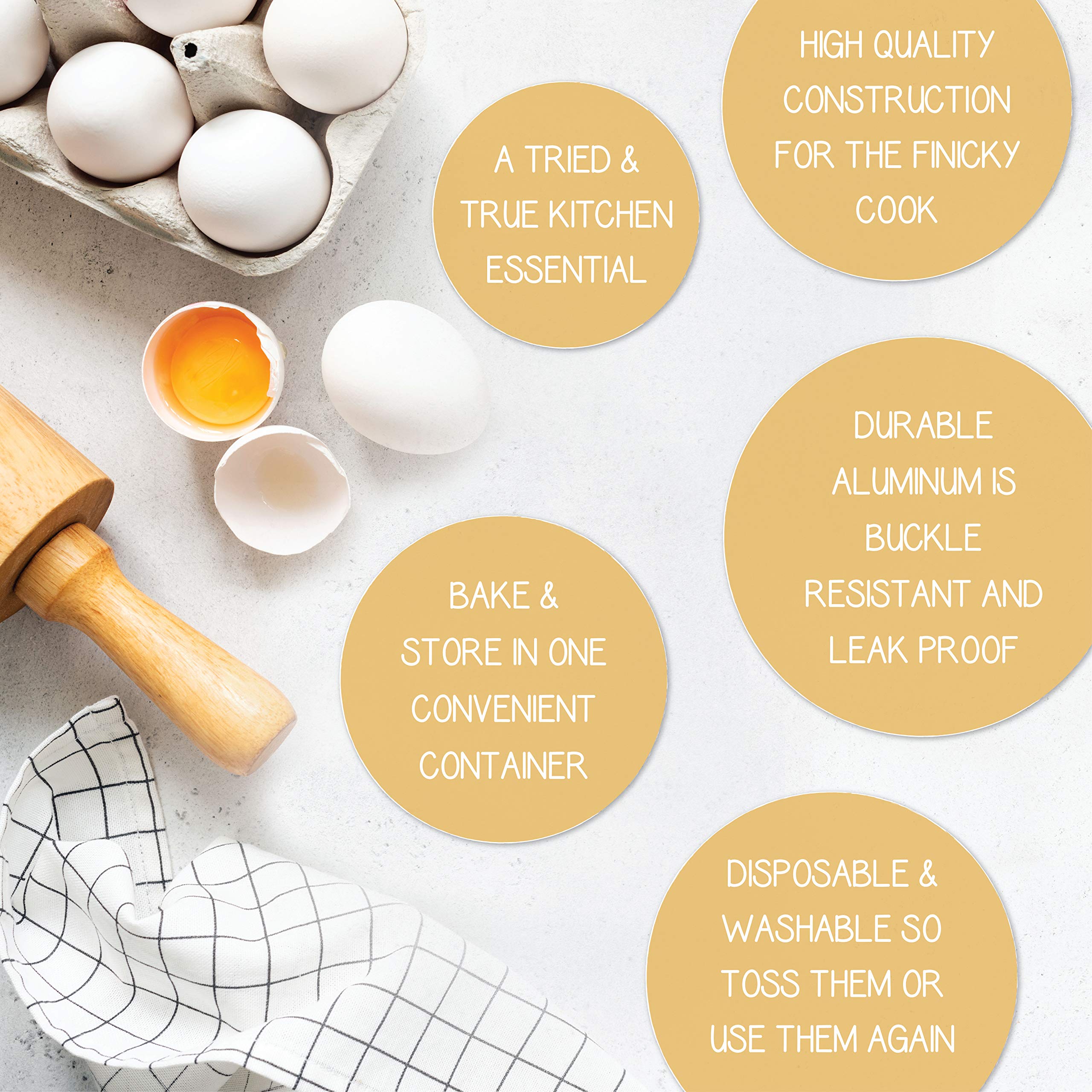 Aluminum Trays - Airfryer Trays Round - Oven Dishes - Aluminum Trays - Disposable Trays - BBQ Trays - Grill Accessories - Universal Baking Pans - Heat Resistant - Food Containers - Catering Trays - Baking and Roasting - Handy - Silver - 50 Pieces - Image 3