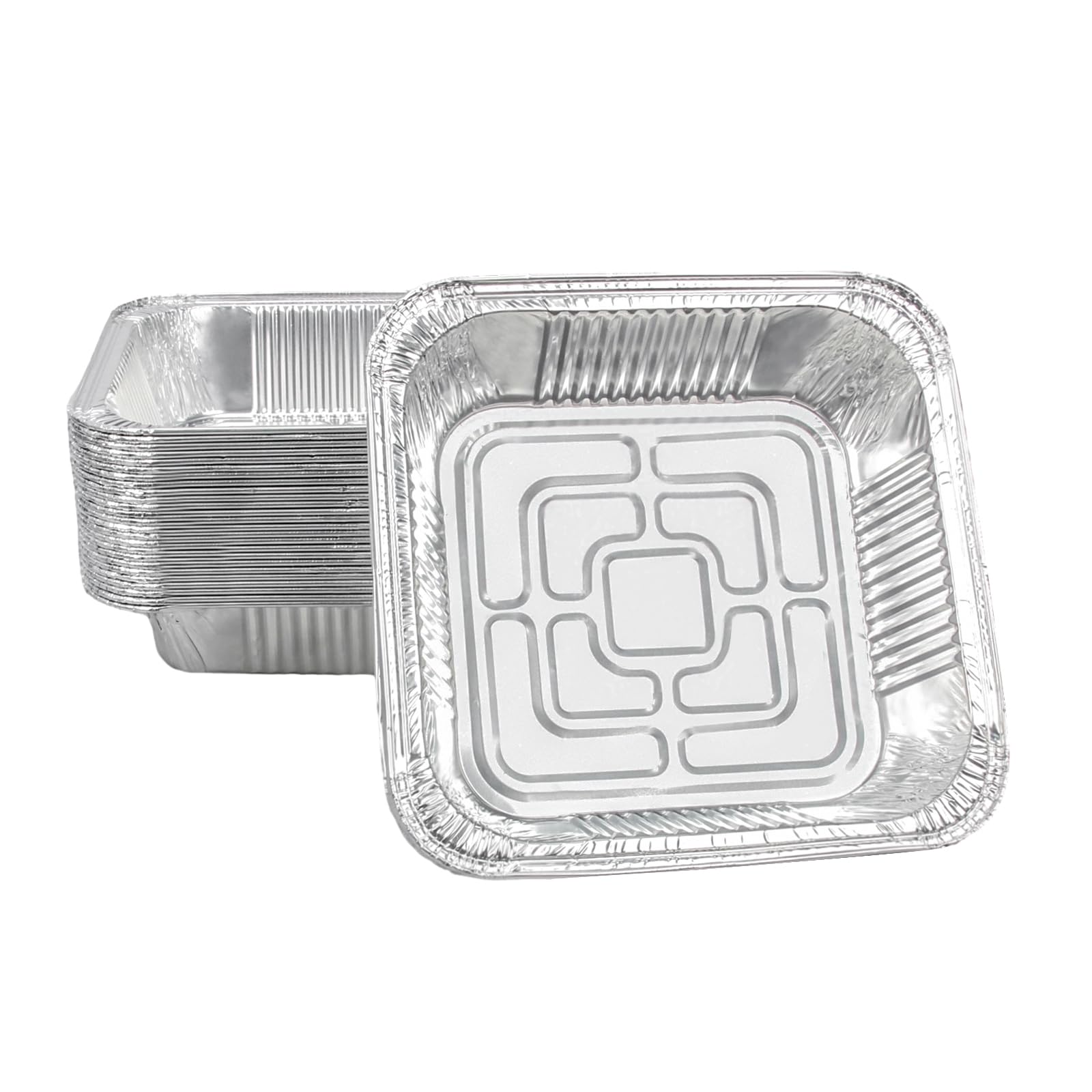Aluminum Trays - Square Oven Dishes - Air Fryer Trays - Aluminum Bowls - Disposable Trays - BBQ Drip Trays - Grill Accessories - Baking Pans - Heat Resistant - Food Containers - Catering Trays - Meal Prep Trays - Practical - Silver - 50 Pieces - Image 1