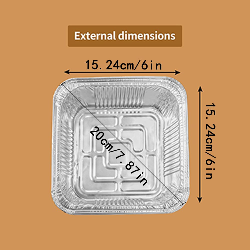 Aluminum Trays - Square Oven Dishes - Air Fryer Trays - Aluminum Bowls - Disposable Trays - BBQ Drip Trays - Grill Accessories - Baking Pans - Heat Resistant - Food Containers - Catering Trays - Meal Prep Trays - Practical - Silver - 50 Pieces - Image 2