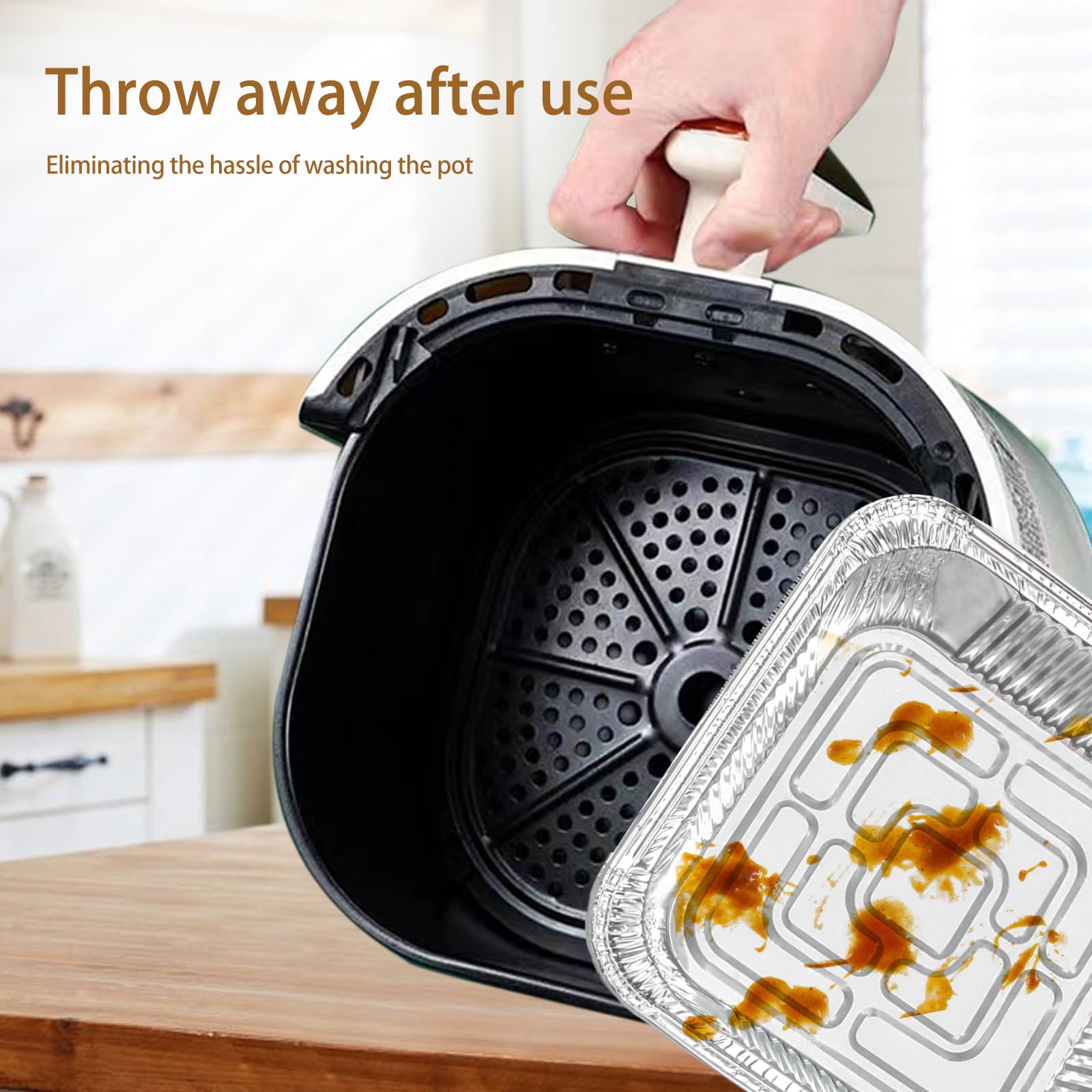 Aluminum Trays - Square Oven Dishes - Air Fryer Trays - Aluminum Bowls - Disposable Trays - BBQ Drip Trays - Grill Accessories - Baking Pans - Heat Resistant - Food Containers - Catering Trays - Meal Prep Trays - Practical - Silver - 50 Pieces - Image 5