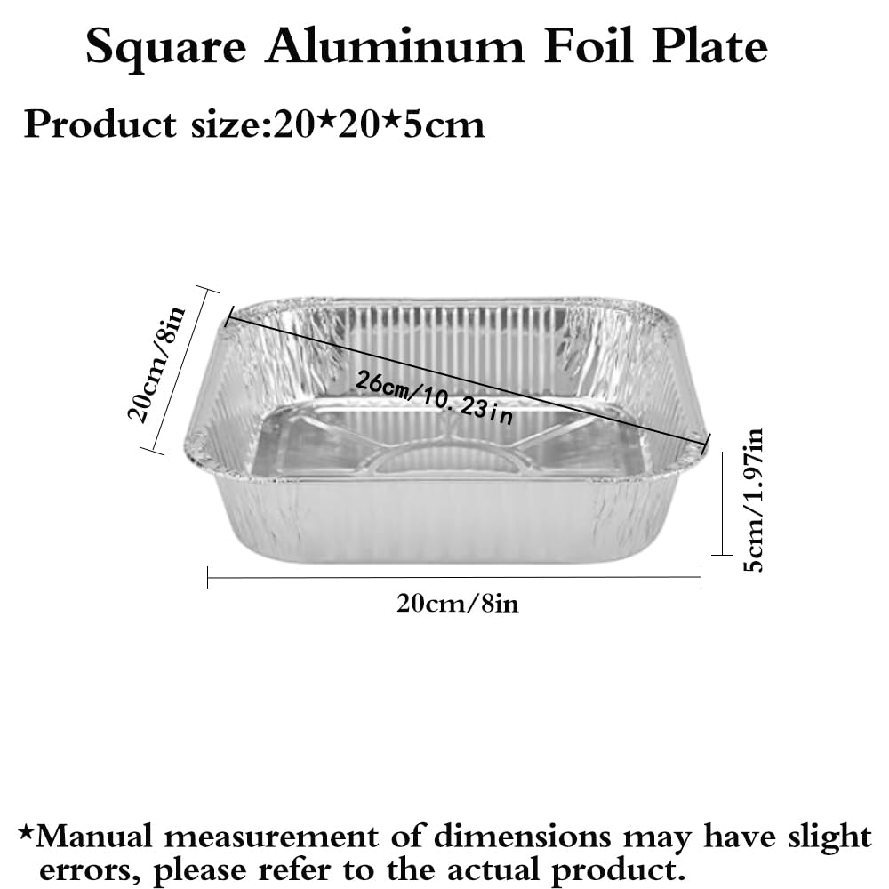 Aluminum Trays - Large Square Oven Dishes - Airfryer Trays XXL - Aluminum Bowls - Disposable Containers - BBQ Trays - Grill Accessories - Lasagna Dishes - Heat Resistant - Food Containers - Catering Dishes - Roasting Pan - Sturdy - Silver - 50 Pieces - Image 2