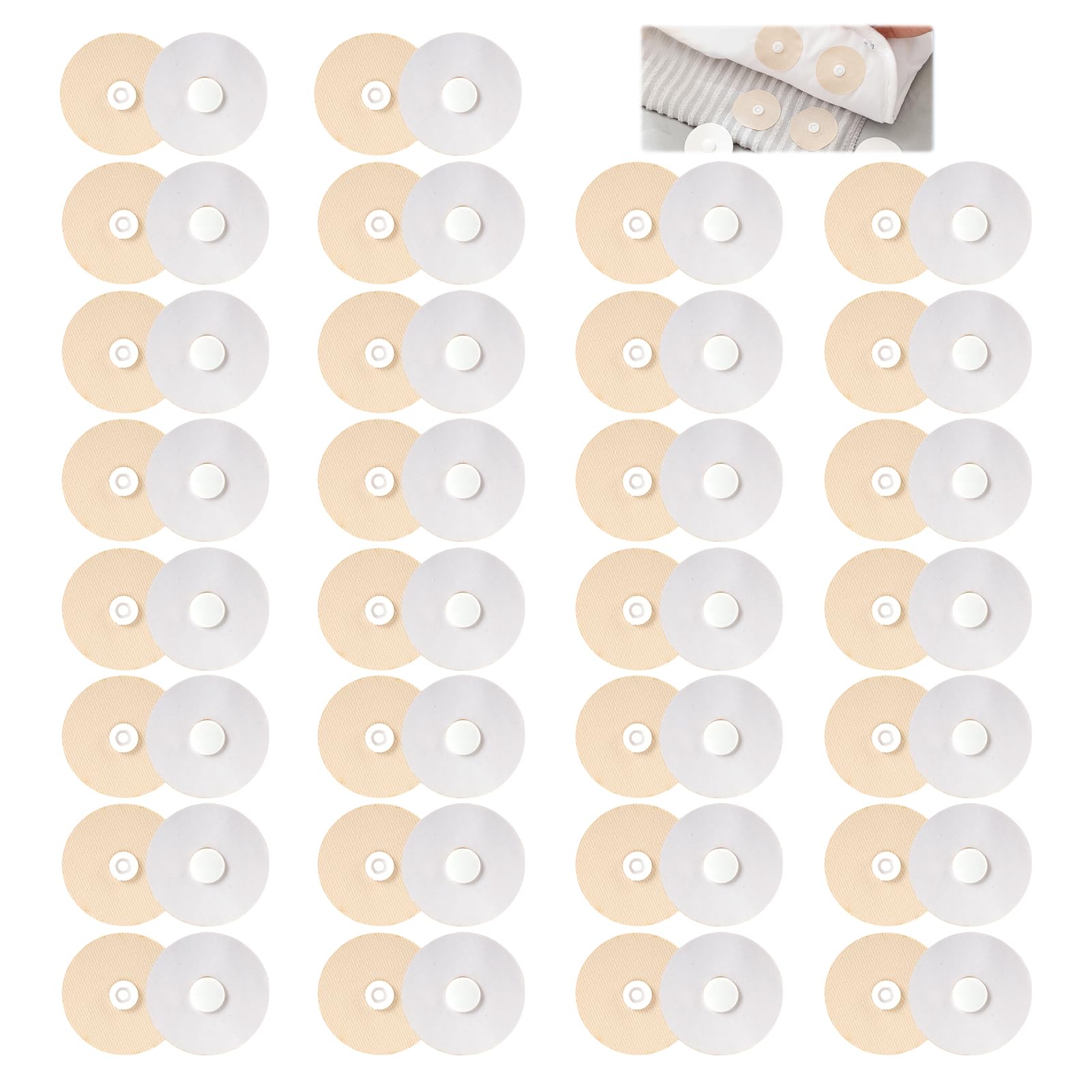 Duvet Clips - Duvet Holders - Duvet Cover Clamps - Anti-Slip Fastening - Duvet Buttons - Bedding Accessories - Duvet Fixation - Prevents Shifting - Bedroom Interior - Duvet Cover Holder - Handy - Beige and White - 30 Pieces - Image 1