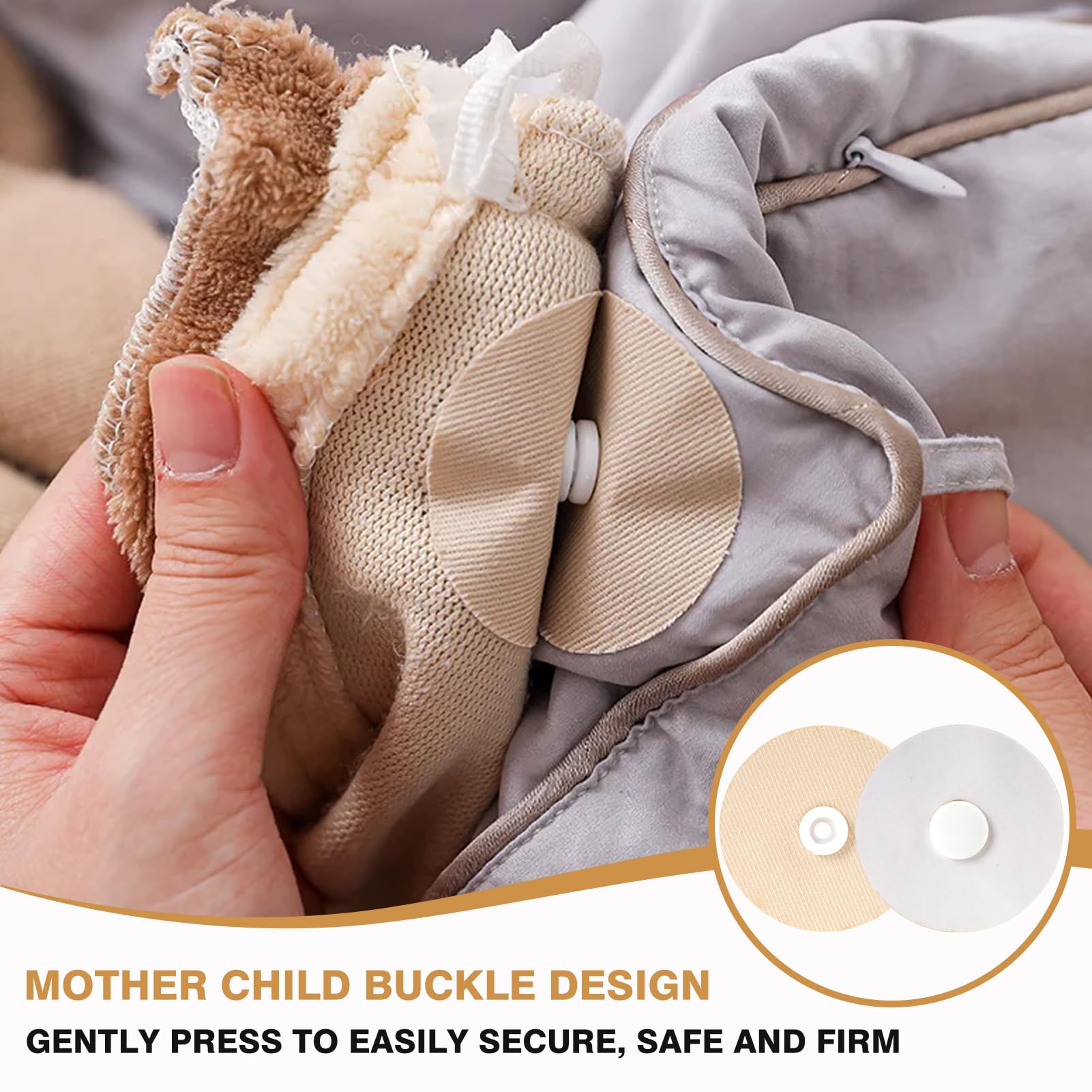 Duvet Clips - Duvet Holders - Duvet Cover Clamps - Anti-Slip Fastening - Duvet Buttons - Bedding Accessories - Duvet Fixation - Prevents Shifting - Bedroom Interior - Duvet Cover Holder - Handy - Beige and White - 30 Pieces - Image 3