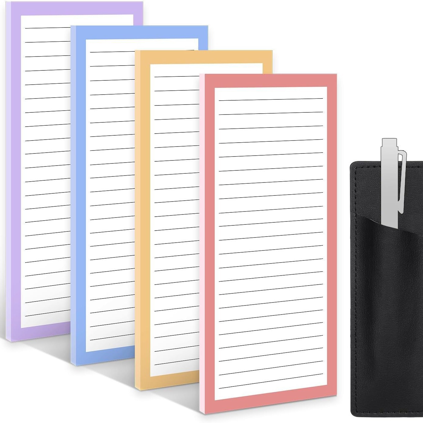 Magnetic Notepad Fridge - Shopping List - Memo Pad - To Do List - Writing Pad - Notebook - Magnetic Lists - Memo Sheets - Fridge Magnet - Weekly Planner - Desk Accessories - Pastel Mix - 4 Pieces - Image 1