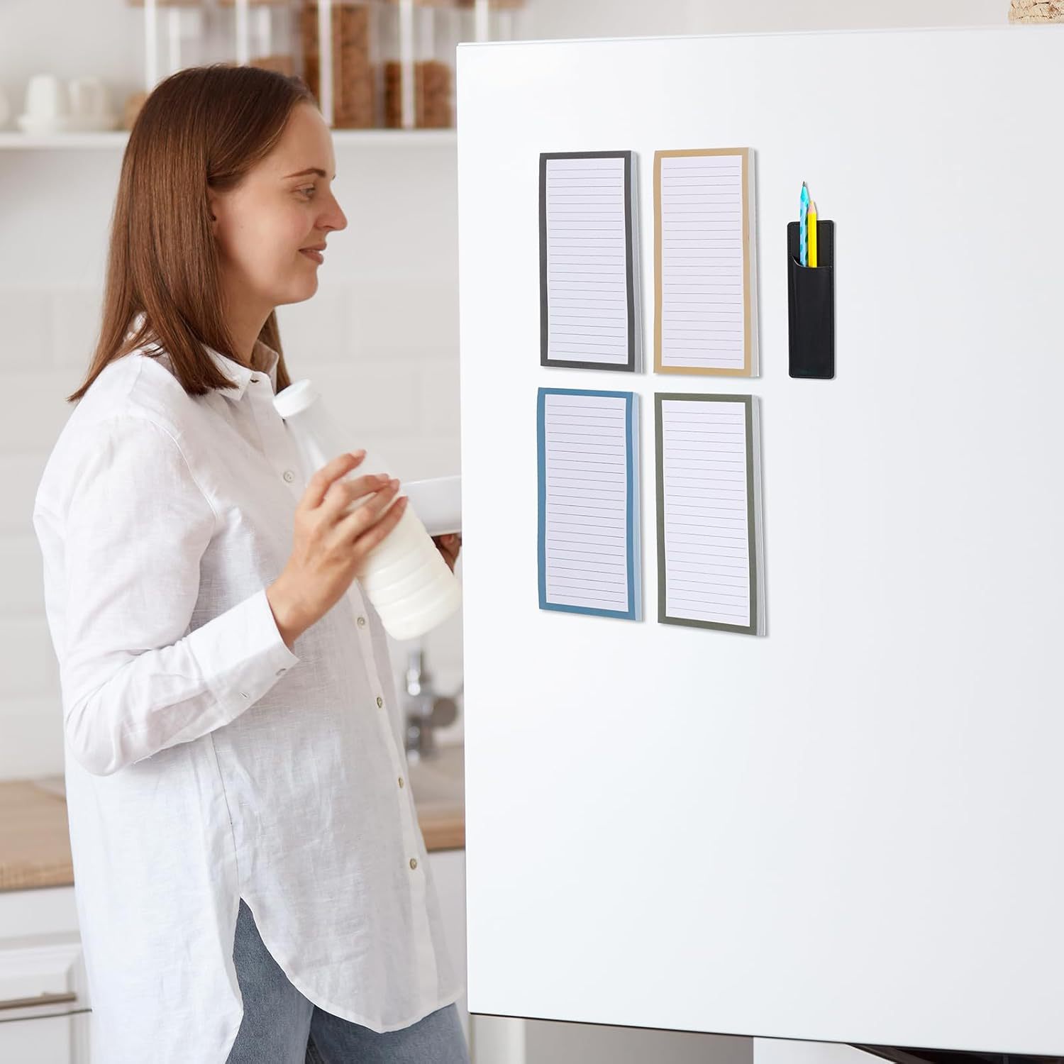 Magnetic Notepad Fridge - Shopping List - Memo Pad - To Do List - Writing Pad - Notebook - Magnetic Lists - Memo Sheets - Fridge Magnet - Weekly Planner - Desk Accessories - Pastel Mix - 4 Pieces - Image 5