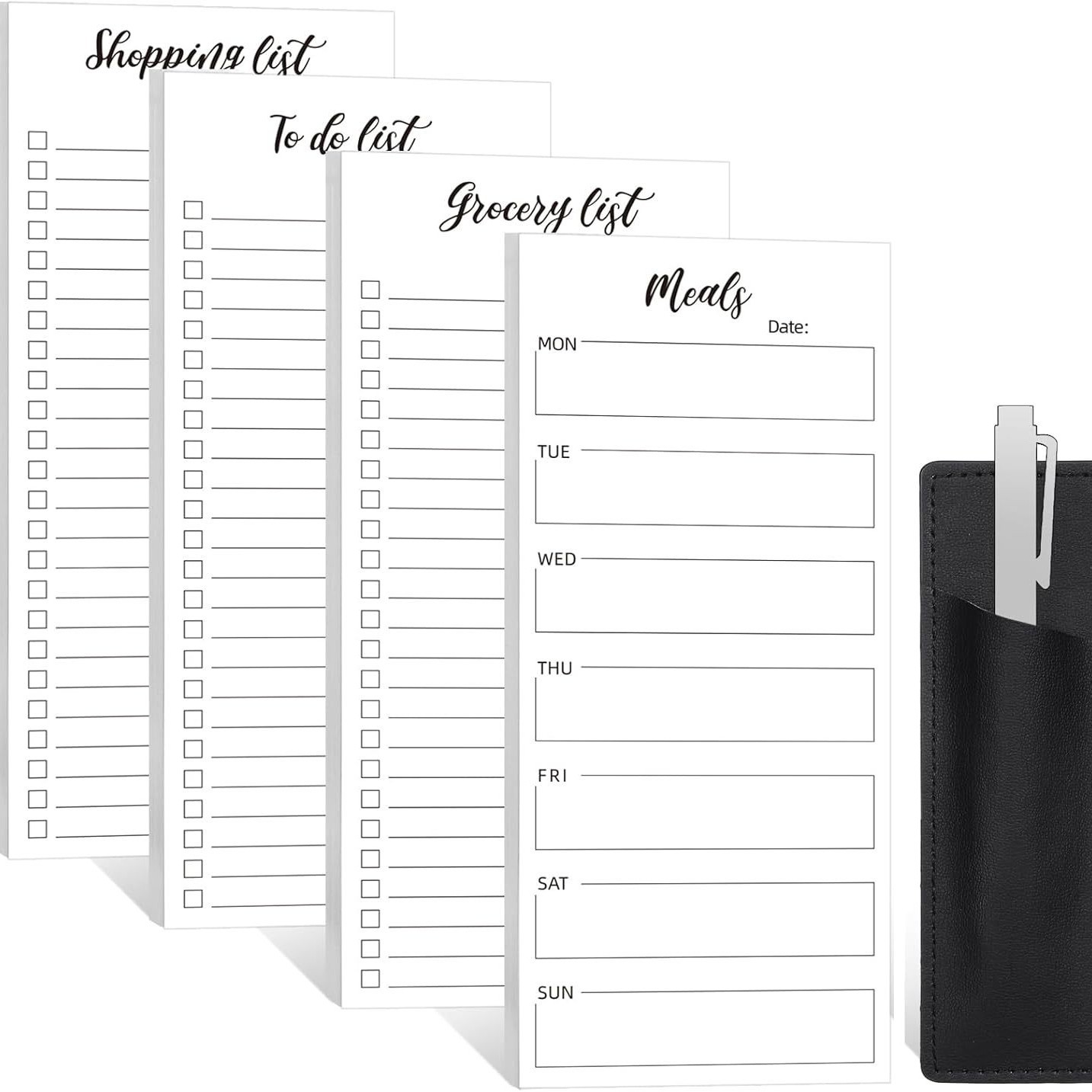 Magnetic Notepad Fridge - Grocery List - Weekly Planner - To Do List - Meal Planner - Memo Pad - Writing Pad - Menu Planner - Notebook - Magnetic Lists - To-Do List - White - 4 Pieces - Image 1