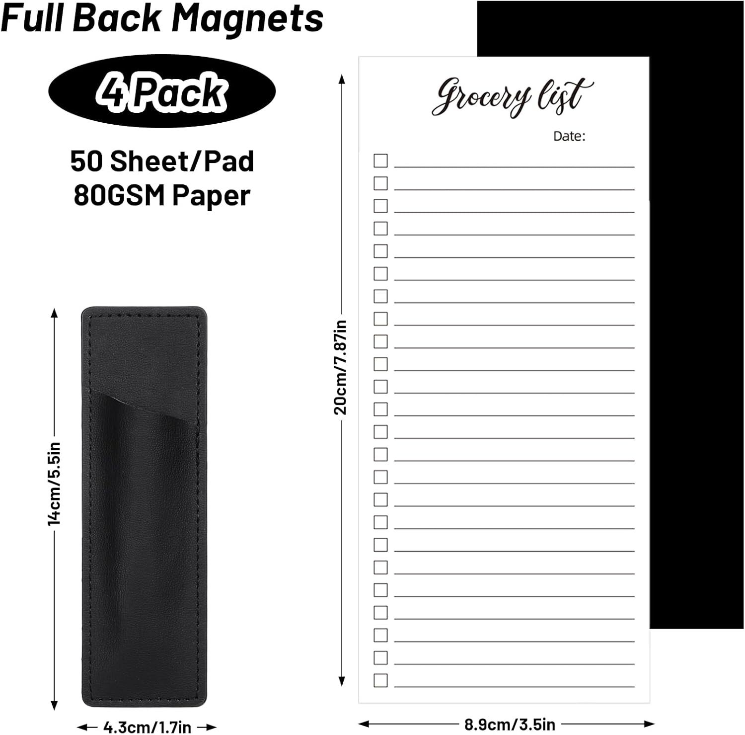 Magnetic Notepad Fridge - Grocery List - Weekly Planner - To Do List - Meal Planner - Memo Pad - Writing Pad - Menu Planner - Notebook - Magnetic Lists - To-Do List - White - 4 Pieces - Image 2