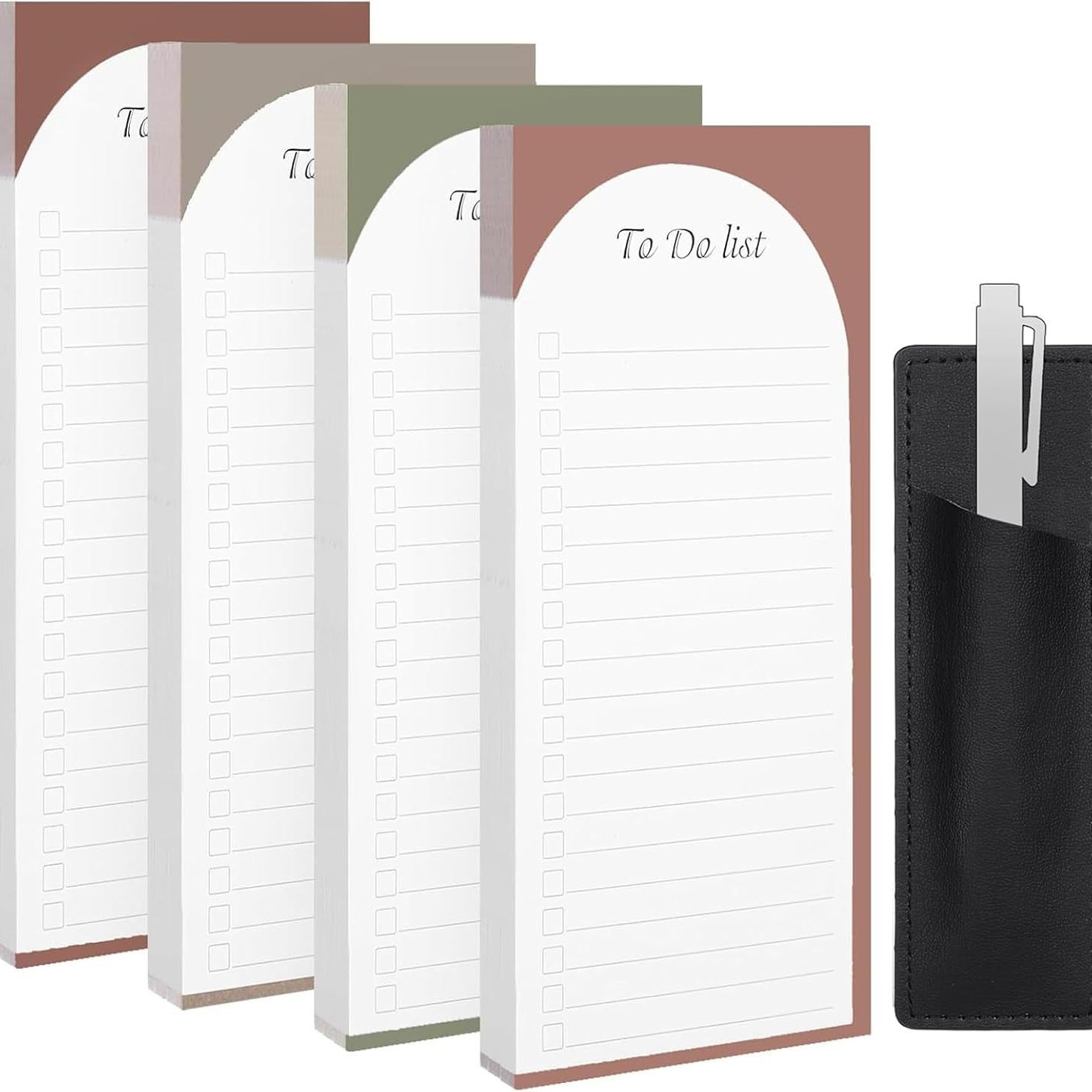 Magnetic Notepad Fridge - To Do List - Grocery List - Memo Pad - Task List - Writing Pad - Magnetic Lists - Weekly Planner - Checklist - Notebook - Desk Accessories - Earth Tones - 4 Pieces - Image 1