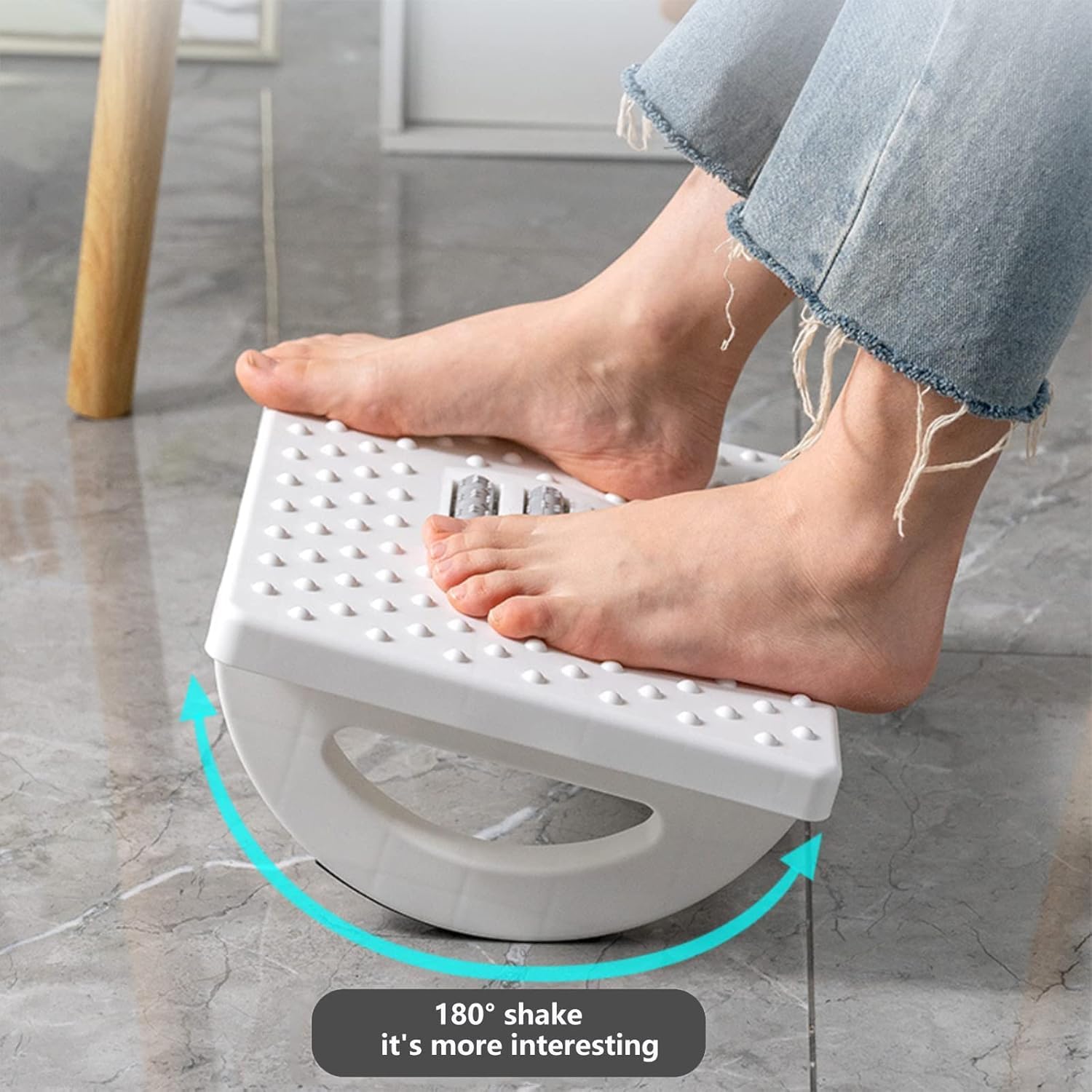 Footrest Desk - Ergonomic Footrest - Footstool - Desk Accessories - Leg Rest - Office Supplies - Footstool - Home Workplace - Gaming Setup - Ergonomics - Tiltable - Anti-Slip - Black - 1 Piece - Image 2