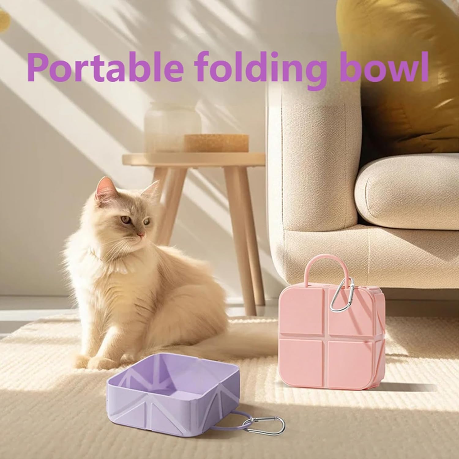 Foldable Dog Food Bowl - Dog Drinking Bowl - Dog Bowl - Travel Bowl - Water Bowl - Food Bowl - Dog Supplies - Hiking - Camping - On the Go - Silicone Bowl - Portable Food Bowl - Dog Accessories - Light Green - 1 Piece - Image 5