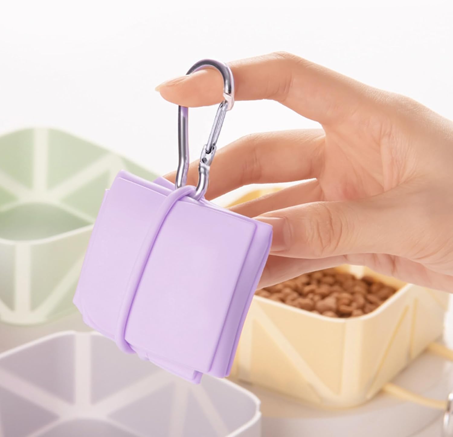 Foldable Dog Food Bowl - Dog Drinking Bowl - Dog Bowl - Travel Bowl - Water Bowl - Food Bowl - Dog Supplies - Hiking - Camping - On the Go - Silicone Bowl - Portable Food Bowl - Dog Accessories - White - 1 Piece - Image 7