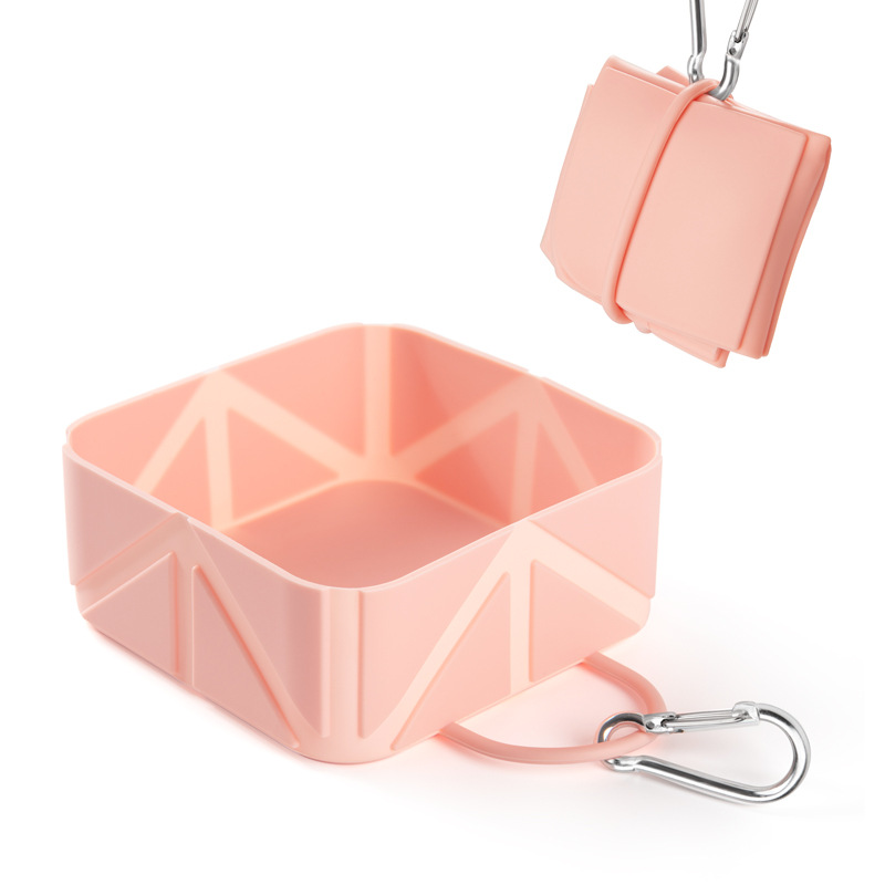Foldable Dog Food Bowl - Dog Drinking Bowl - Dog Bowl - Travel Bowl - Water Bowl - Food Bowl - Dog Supplies - Hiking - Camping - On the Go - Silicone Bowl - Portable Food Bowl - Dog Accessories - Light Pink - 1 Piece - Image 1