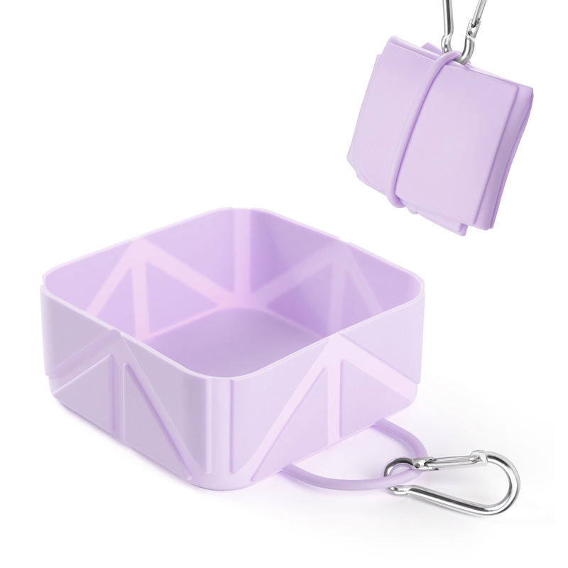Foldable Dog Food Bowl - Dog Drinking Bowl - Dog Bowl - Travel Bowl - Water Bowl - Food Bowl - Dog Supplies - Hiking - Camping - On the Go - Silicone Bowl - Portable Food Bowl - Dog Accessories - Purple - 1 Piece - Image 1
