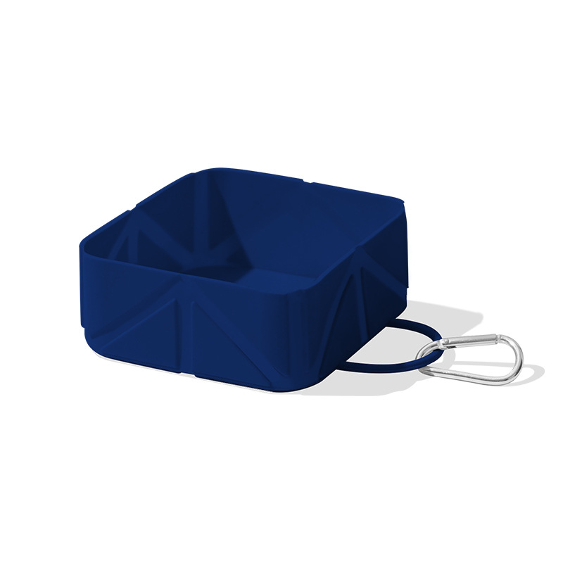 Foldable Dog Food Bowl - Dog Drinking Bowl - Dog Bowl - Travel Bowl - Water Bowl - Food Bowl - Dog Supplies - Hiking - Camping - On the Go - Silicone Bowl - Portable Food Bowl - Dog Accessories - Dark Blue - 1 Piece - Image 1