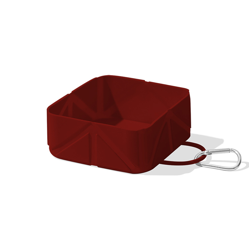 Foldable Dog Food Bowl - Dog Drinking Bowl - Dog Bowl - Travel Bowl - Water Bowl - Food Bowl - Dog Supplies - Hiking - Camping - On the Go - Silicone Bowl - Portable Food Bowl - Dog Accessories - Dark Red - 1 Piece - Image 1