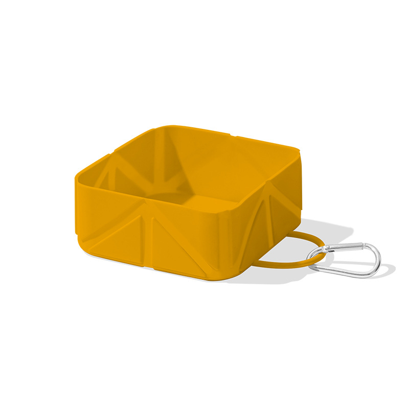 Foldable Dog Food Bowl - Dog Drinking Bowl - Dog Bowl - Travel Bowl - Water Bowl - Food Bowl - Dog Supplies - Hiking - Camping - On the Go - Silicone Bowl - Portable Food Bowl - Dog Accessories - Ochre Yellow - 1 Piece - Image 1