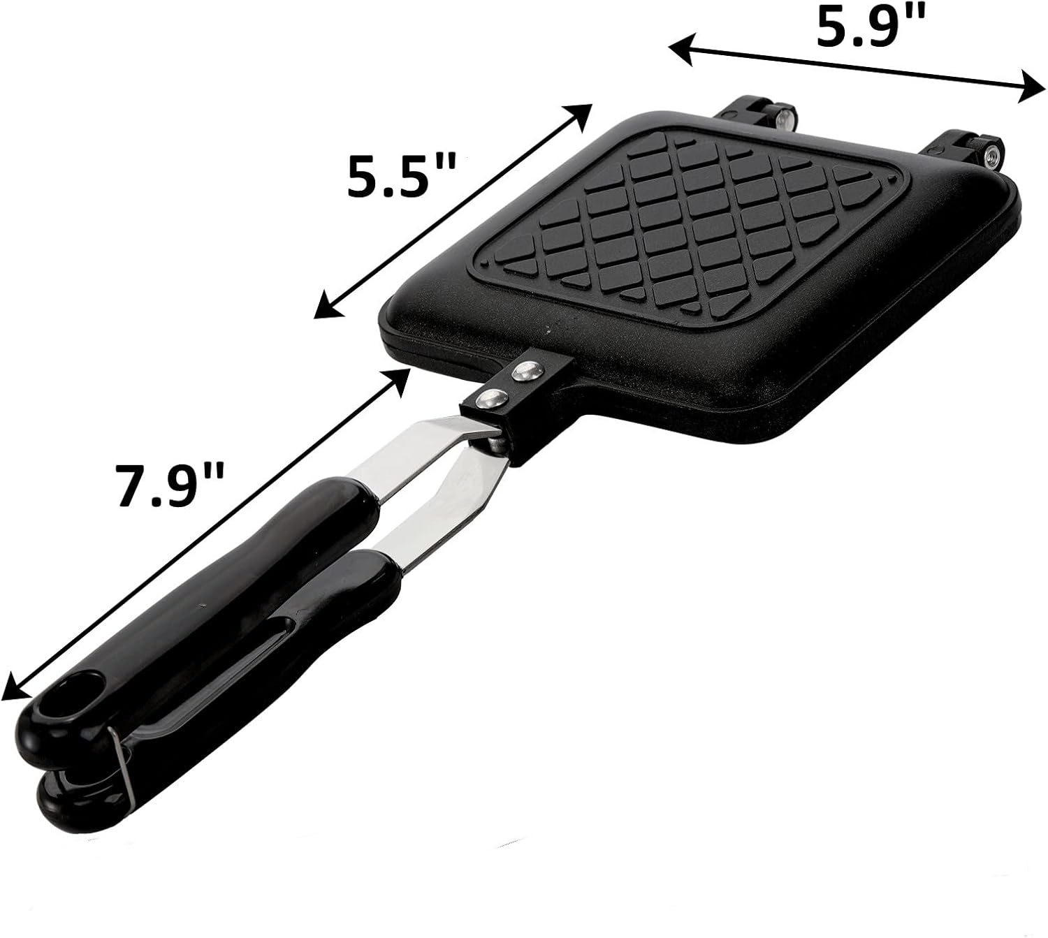 Sandwich Iron - Sandwich Maker - Grill Pan - Camping Sandwich Iron - Panini Grill - Frying Pan - Gas Stove Pan - Double-Sided Pan - Non-Stick Coating - Sandwich Clamp - Manual Toaster - Toaster - Breakfast Making - Kitchen - Black - 1 Piece - Image 2