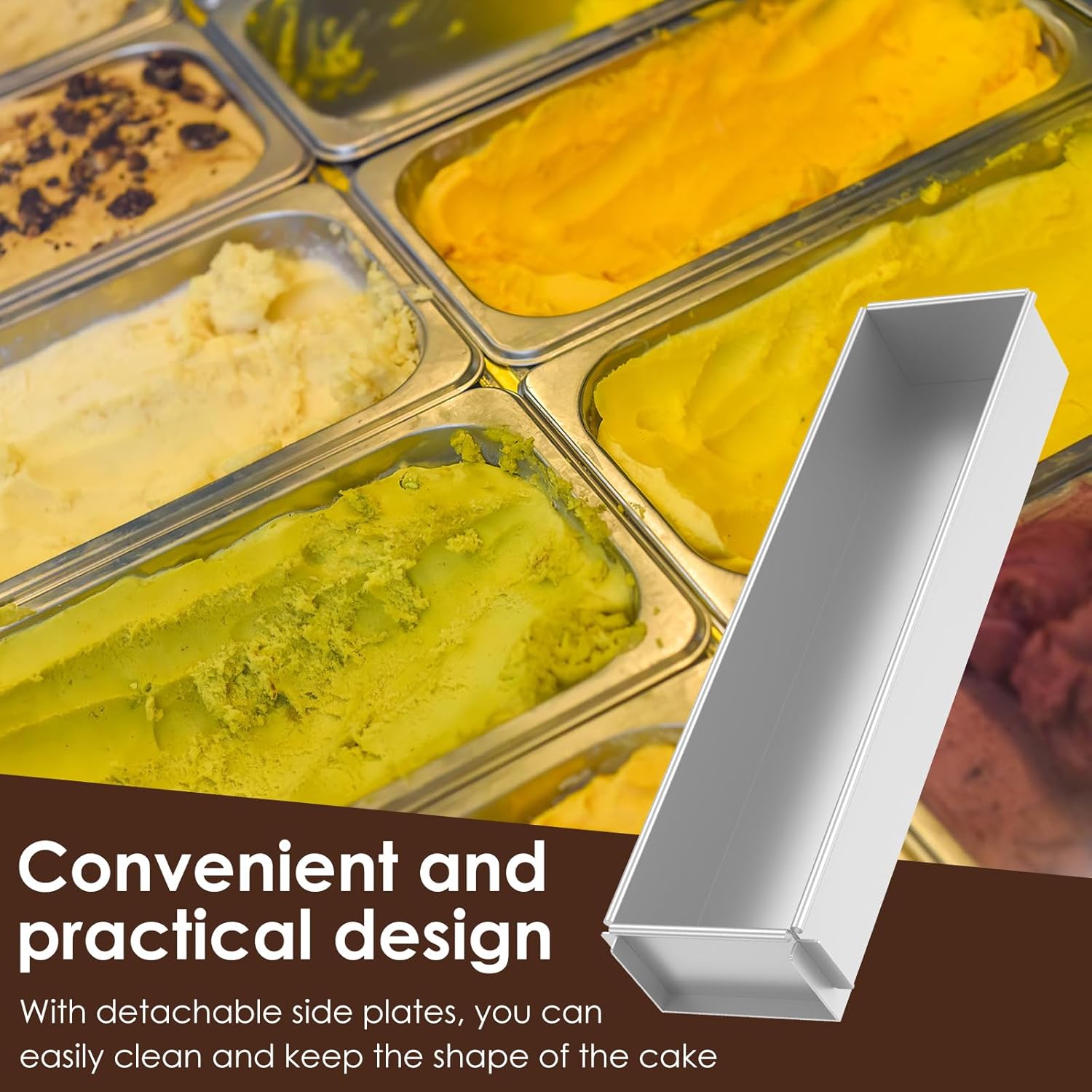 Baking tin - Cake tin - Tiramisu tin - Baking pan - Rectangular cake tin - Terrine tin - Loaf tin - Dessert tin - Pastry - Oblong baking tin - Kitchen utensils - Baking utensils - Kitchen accessories - Stainless steel - Stainless steel - Silver - 1 piece - Image 5
