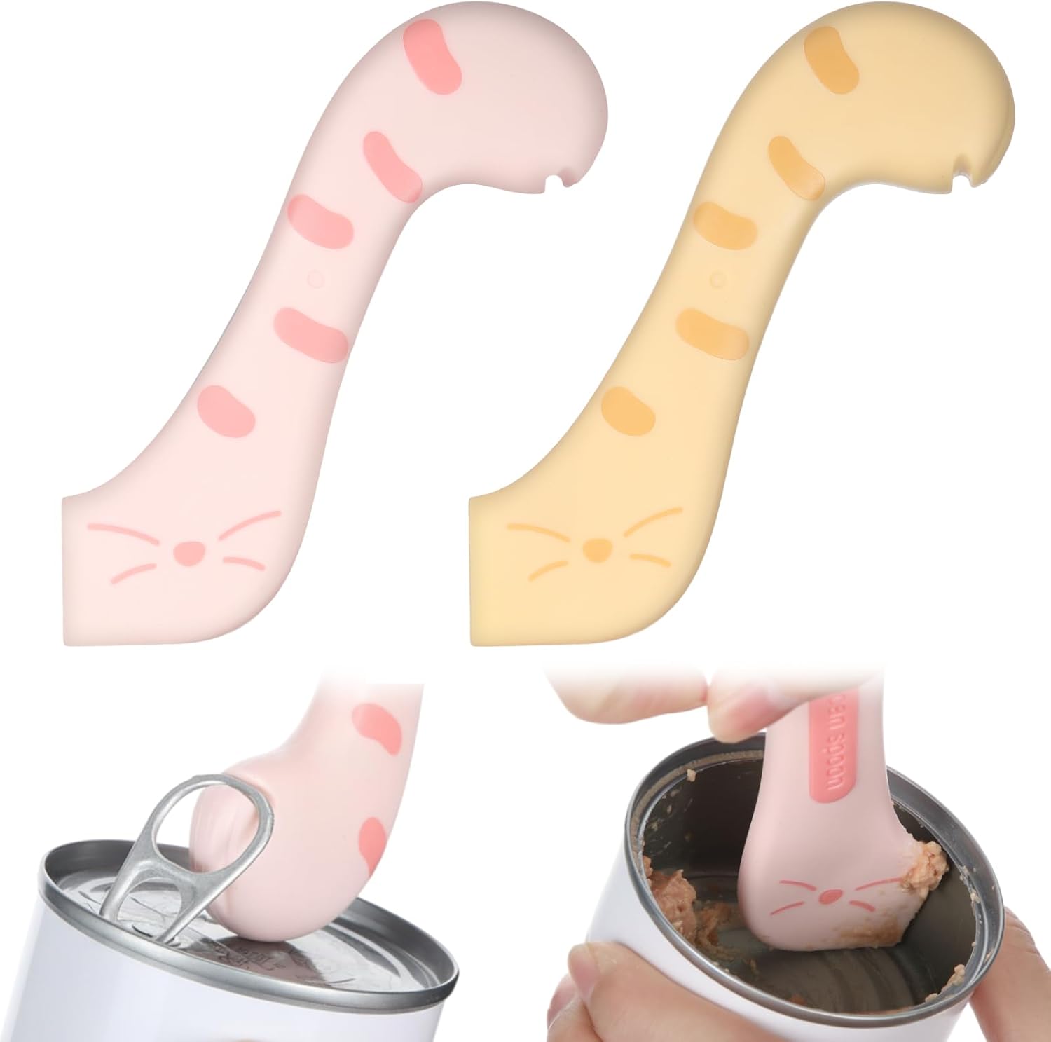 Pot Licker - Cat Food Spoon - Spatula - Can Opener - Dog Food Spoon - Feeding Spoon - Silicone Spatula - Pet Supplies - Pet Accessories - Food Scoop - Cans - Wet Food - Cat Paw Design - Kitchen Utensils - Multicolor - Pack of 3 - Image 5