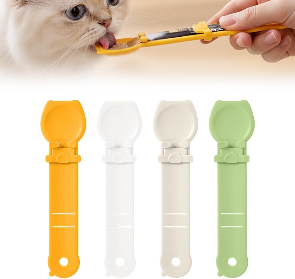 Cat Food Spoon - Cat Treats - Lick Snack - Liquid Snack - Feeding Spoon - Pet Supplies - Pet Accessories - Food Scoop - Treats - Dispenser - Food Bowl Accessories - Dog Food - Snack Holder - Multicolor - 4 pieces - Image 1