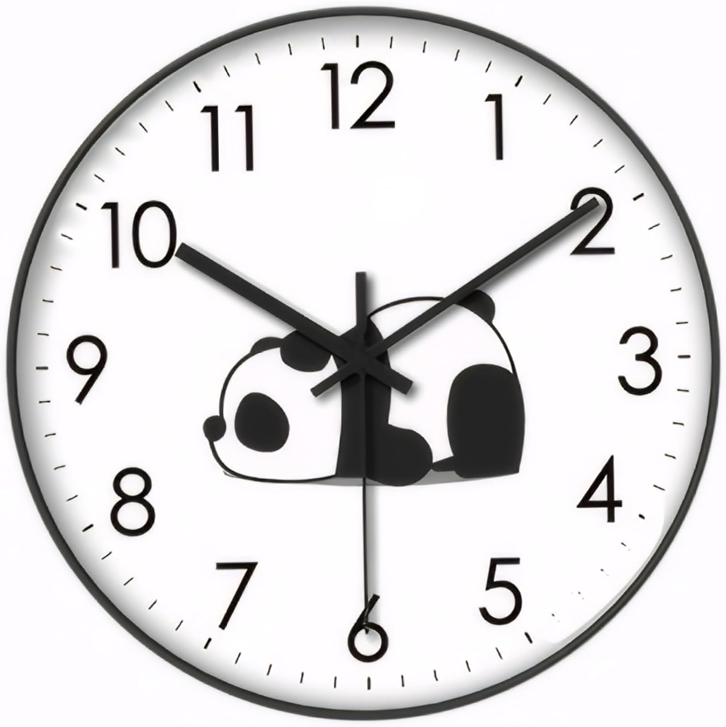 Wall Clock - Clock - Silent Wall Clock - Wall Clock - Analog Clock - Living Room Wall Clock - Bedroom Clock - Panda Design - Animal Motif - Modern Interior - Silent - Not Ticking - Wall Decoration - Office - Kitchen - Black and White - 1 Piece - Image 1