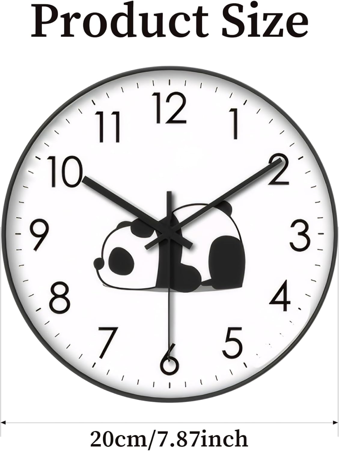 Wall Clock - Clock - Silent Wall Clock - Wall Clock - Analog Clock - Living Room Wall Clock - Bedroom Clock - Panda Design - Animal Motif - Modern Interior - Silent - Not Ticking - Wall Decoration - Office - Kitchen - Black and White - 1 Piece - Image 3