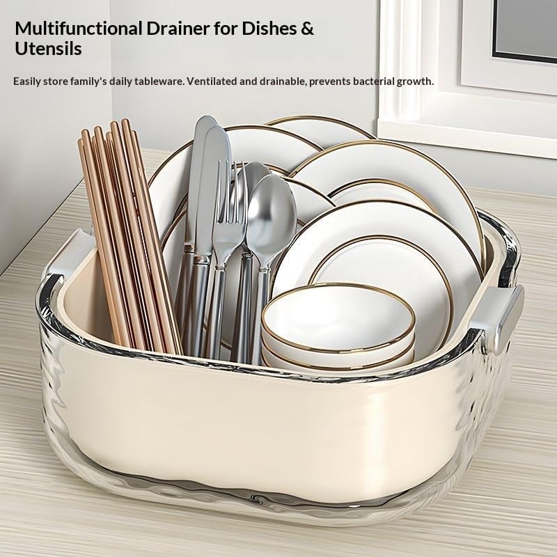 Colander - Kitchen Colander - Sieve - Fruit Basket - Vegetable Basket - Draining Set - Washing Colander - Double Layered - With Bowl - Kitchen Organization - Fruits and Vegetables - Pasta and Rice - Stackable - Multifunctional - 3 Sizes - Milky White - 6 - Image 3