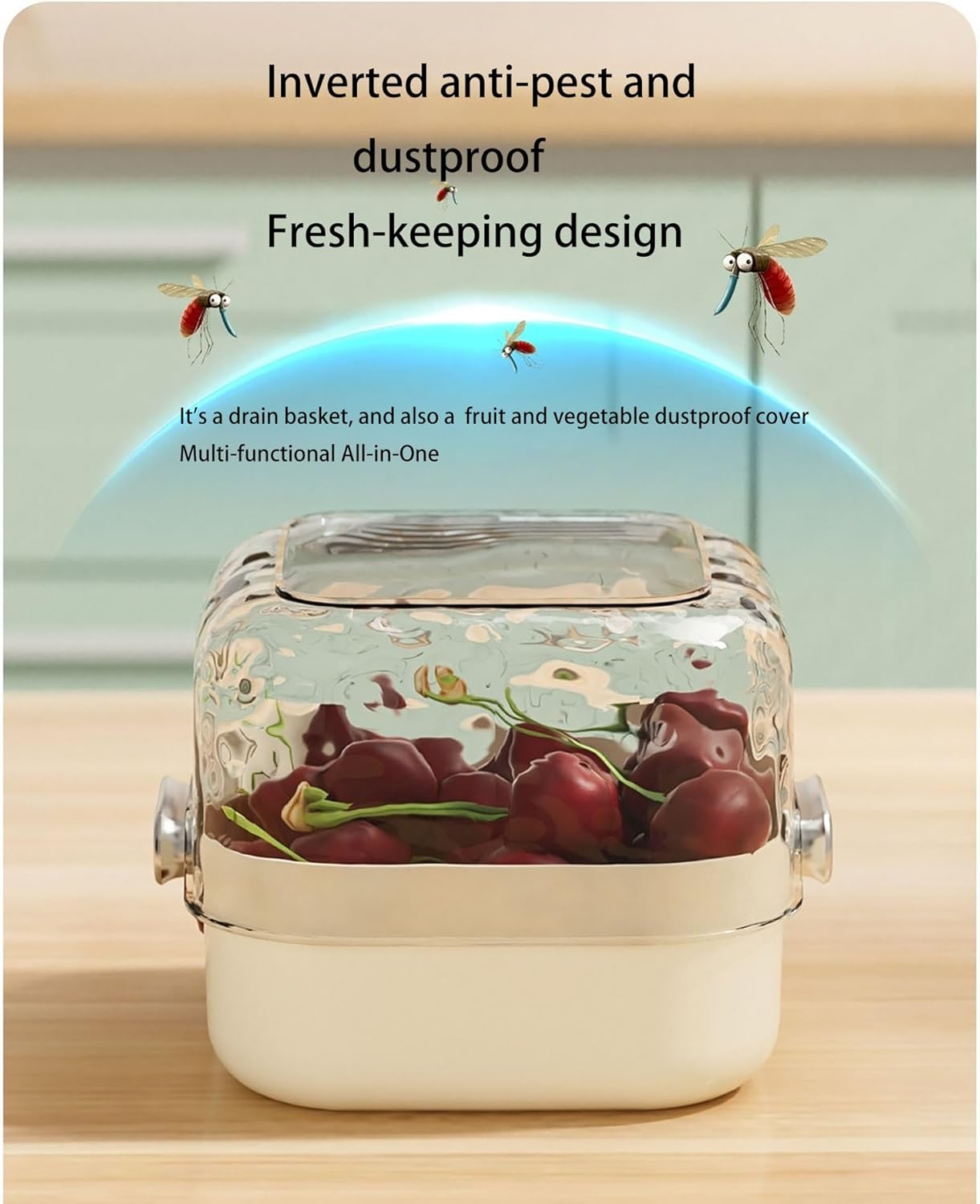 Colander - Kitchen Colander - Sieve - Fruit Basket - Vegetable Basket - Draining Set - Washing Colander - Double Layered - With Bowl - Kitchen Organization - Fruits and Vegetables - Pasta and Rice - Stackable - Multifunctional - 3 Sizes - Milky White - 6 - Image 5