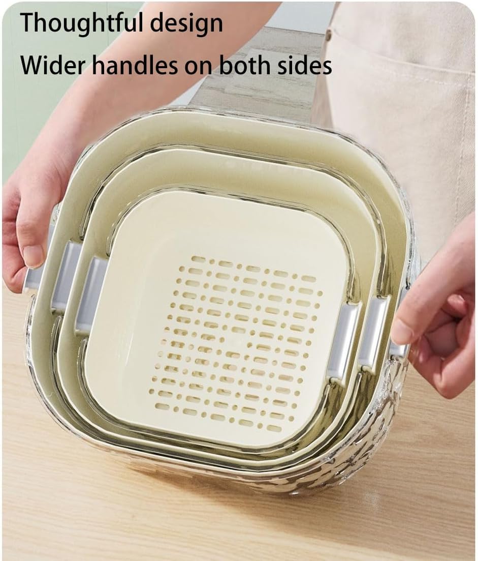 Colander - Kitchen Colander - Sieve - Fruit Basket - Vegetable Basket - Draining Set - Washing Colander - Double Layered - With Bowl - Kitchen Organization - Fruits and Vegetables - Pasta and Rice - Stackable - Multifunctional - 3 Sizes - Milky White - 6 - Image 6