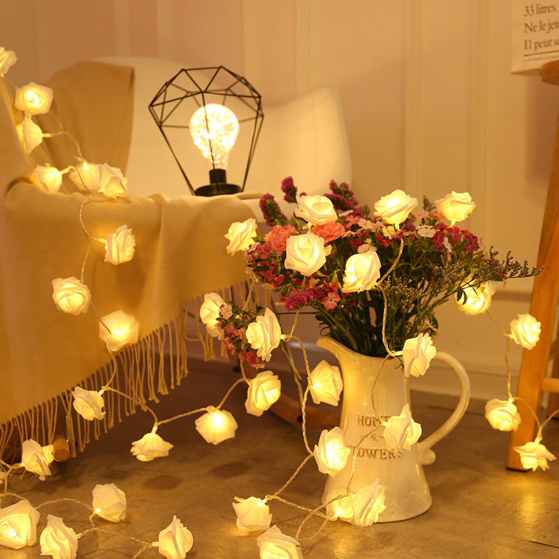 Rose Lights - Living Room Mood Lighting - LED Lights - Bedroom Decoration - Artificial Flowers - Wedding Decoration - Home Accessories - Light Chain - Room Decoration - Party Lighting - Warm White - 1 Piece - Image 8