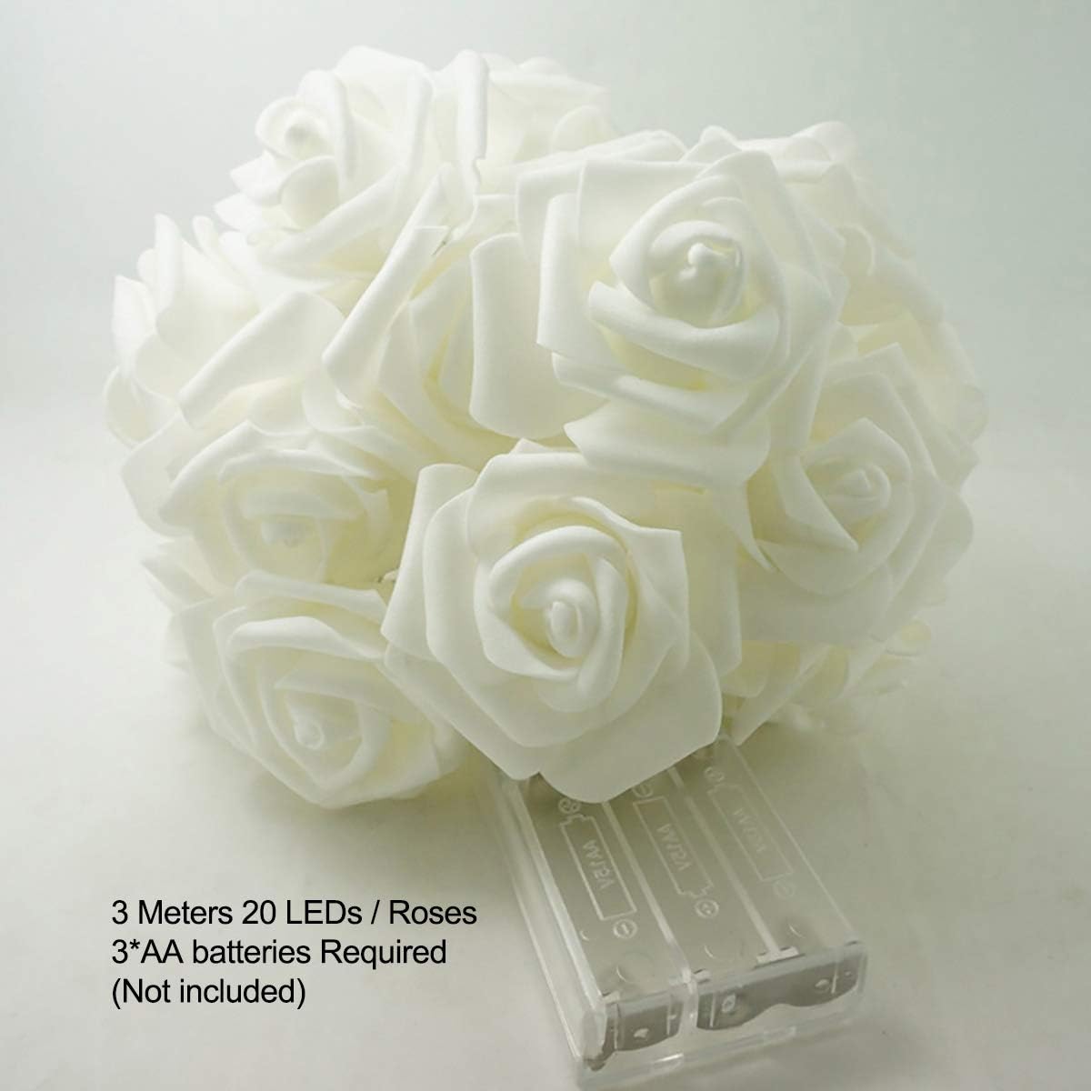 Rose Fairy Lights - Indoor Mood Lighting - Bedroom Decoration - LED Lights - Artificial Flowers - Wedding Decoration - Window Decoration - Valentine's Day Gift - Fairy Lights - Home Accessories - Party Lighting - Pink and White - 1 Piece - Image 2