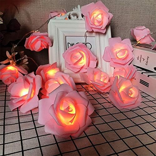 Rose Fairy Lights - Indoor Mood Lighting - Bedroom Decoration - LED Lights - Artificial Flowers - Wedding Decoration - Window Decoration - Valentine's Day Gift - Fairy Lights - Home Accessories - Party Lighting - Pink - 1 Piece - Image 1
