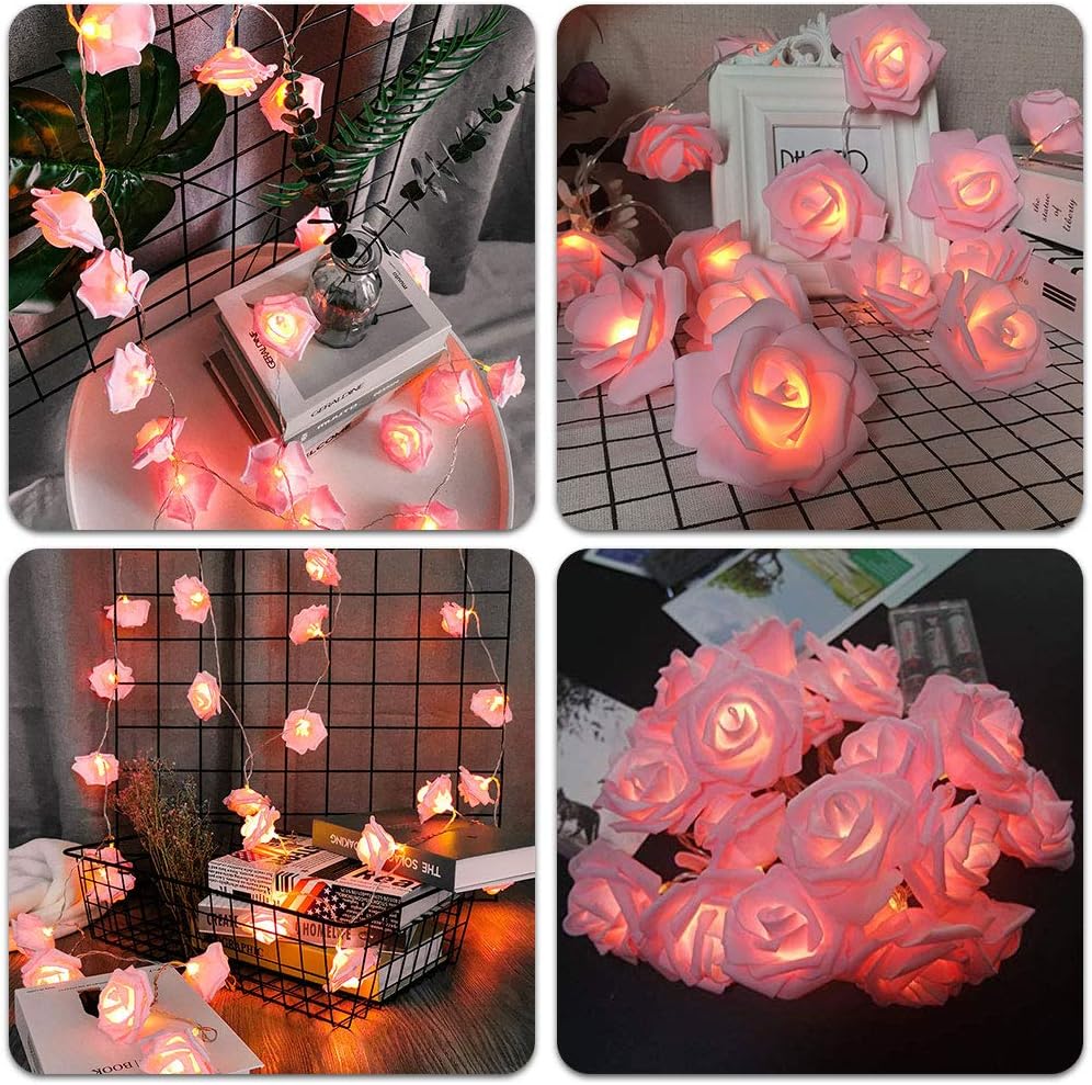Rose Fairy Lights - Indoor Mood Lighting - Bedroom Decoration - LED Lights - Artificial Flowers - Wedding Decoration - Window Decoration - Valentine's Day Gift - Fairy Lights - Home Accessories - Party Lighting - Pink - 1 Piece - Image 2