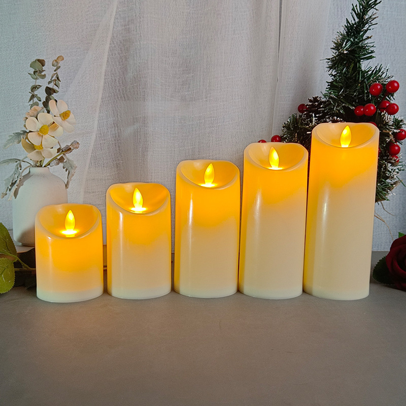 LED Candles - Pillar Candles - Indoor Mood Lighting - Flameless Candles - Candle Set - Electric Candles - Home Accessories - Table Decoration - Christmas Lights - LED Lights - Living Room Decoration - White - 5 Pieces - Image 2