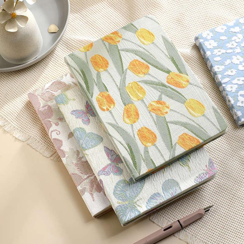 A5 Notebook - Diary - Bullet Journal - Writing Book - Notebook - Tulips - Sketchbook - Notepad - Travel Diary - Office Supplies - School Supplies - Gift for Her - Journal - Hardcover - Yellow and Green - 1 Piece - Image 4