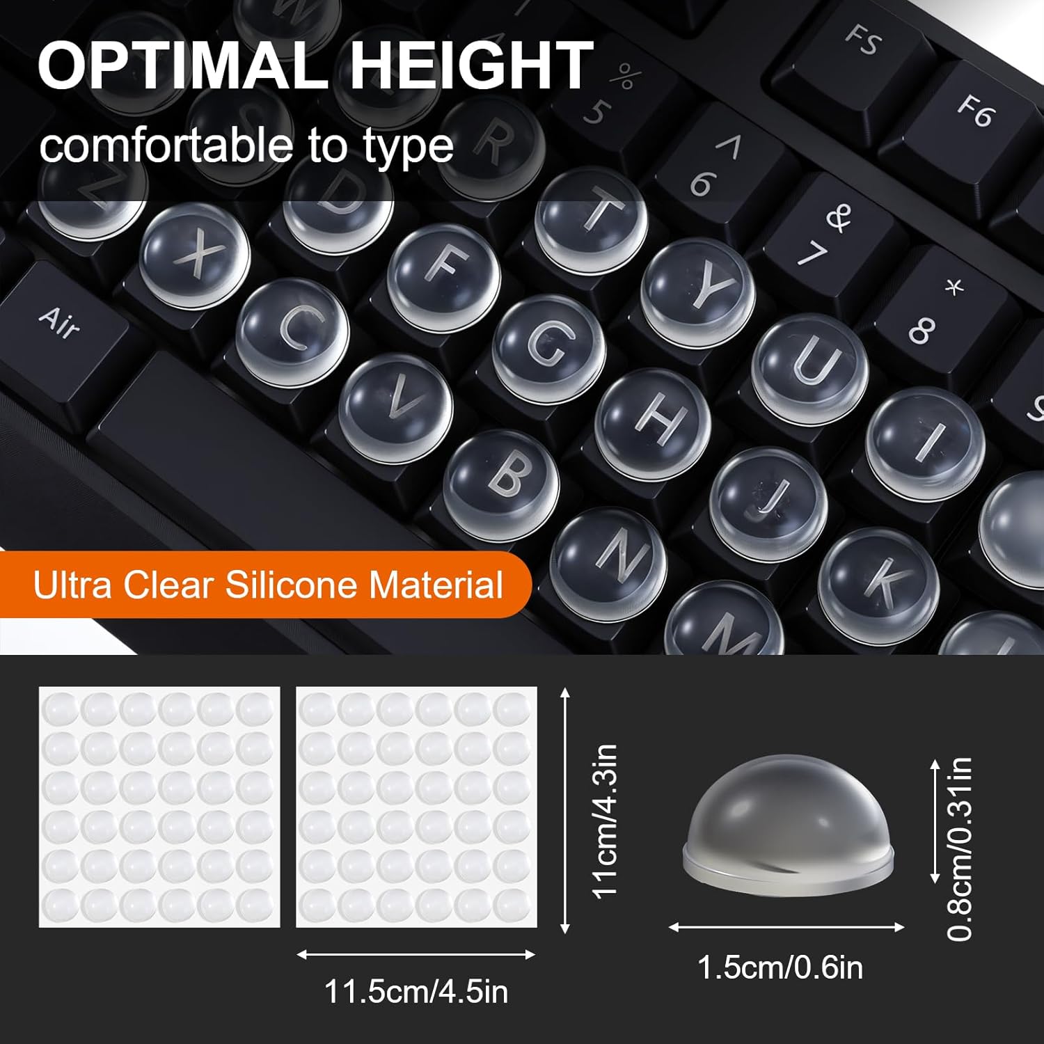 Keyboard Stickers - Typing with Long Nails - 3D Silicone Keycaps - Laptop Accessories - Nail Protectors - Tactile Marking - Keyboard Protection - Anti-Slip Keys - Typewriter Effect - Universal Round Buttons - High Transparency - 72 Pieces - Image 3