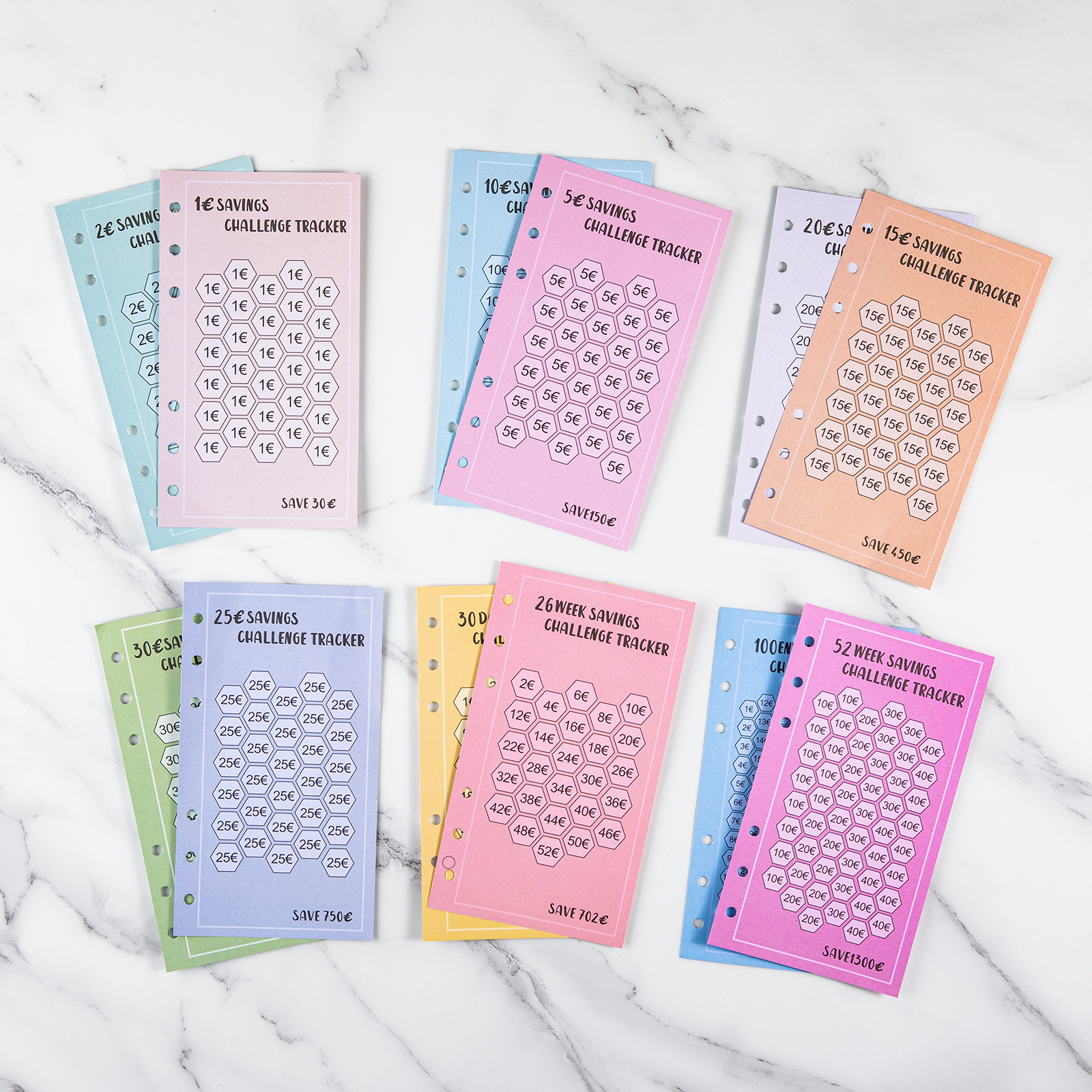 Savings Challenge - Budget Binder Refill A6 - Savings Challenge Tracker - Cash Stuffing Envelopes - Save Money - Financial Planner - Cash Book - Budget Planner - Euro Currency - Money Organizer - Goal Savings - Mix Colors - 48 Pieces - Image 5