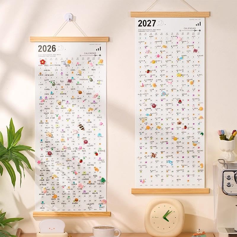 Calendar 2026 - Yearly Calendar - Wall Calendar - Family Planner - Yearly Planner - Wall Decoration - Planner - Organizer - Canvas Poster - School Calendar - Birthday Calendar - Home Accessories - Office - Interior - White - 1 Piece - Image 1