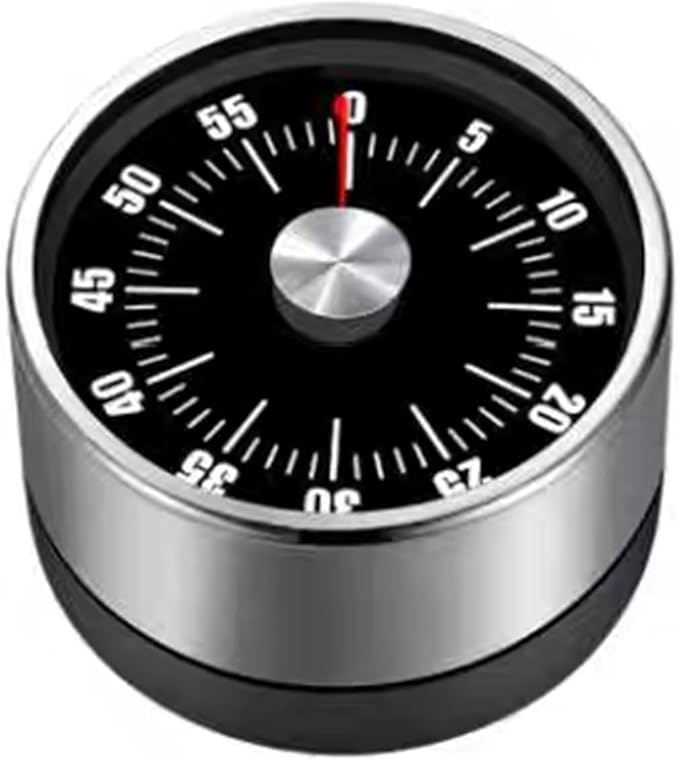 Kitchen Timer - Timer - Kitchen Timer - Egg Timer - Stopwatch - Mechanical Timer - Time Clock - Pomodoro - Kitchen Utensils - Cooking Utensils - Baking Utensils - Gadgets - Alarm Clock - Clock - Stainless Steel - Magnet - Cooking - Black - 1 Piece - Image 1
