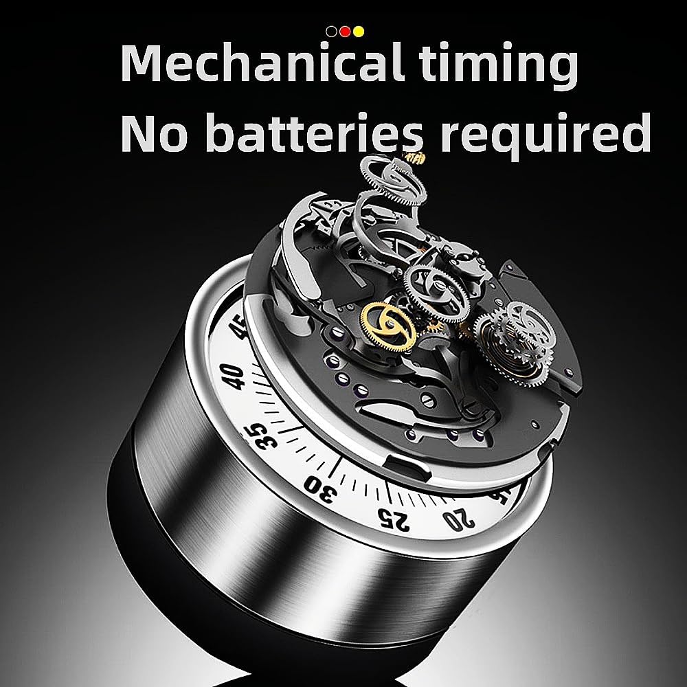 Kitchen Timer - Timer - Kitchen Timer - Egg Timer - Stopwatch - Mechanical Timer - Time Clock - Pomodoro - Kitchen Utensils - Cooking Utensils - Baking Utensils - Gadgets - Alarm Clock - Clock - Stainless Steel - Magnet - Cooking - Black - 1 Piece - Image 5