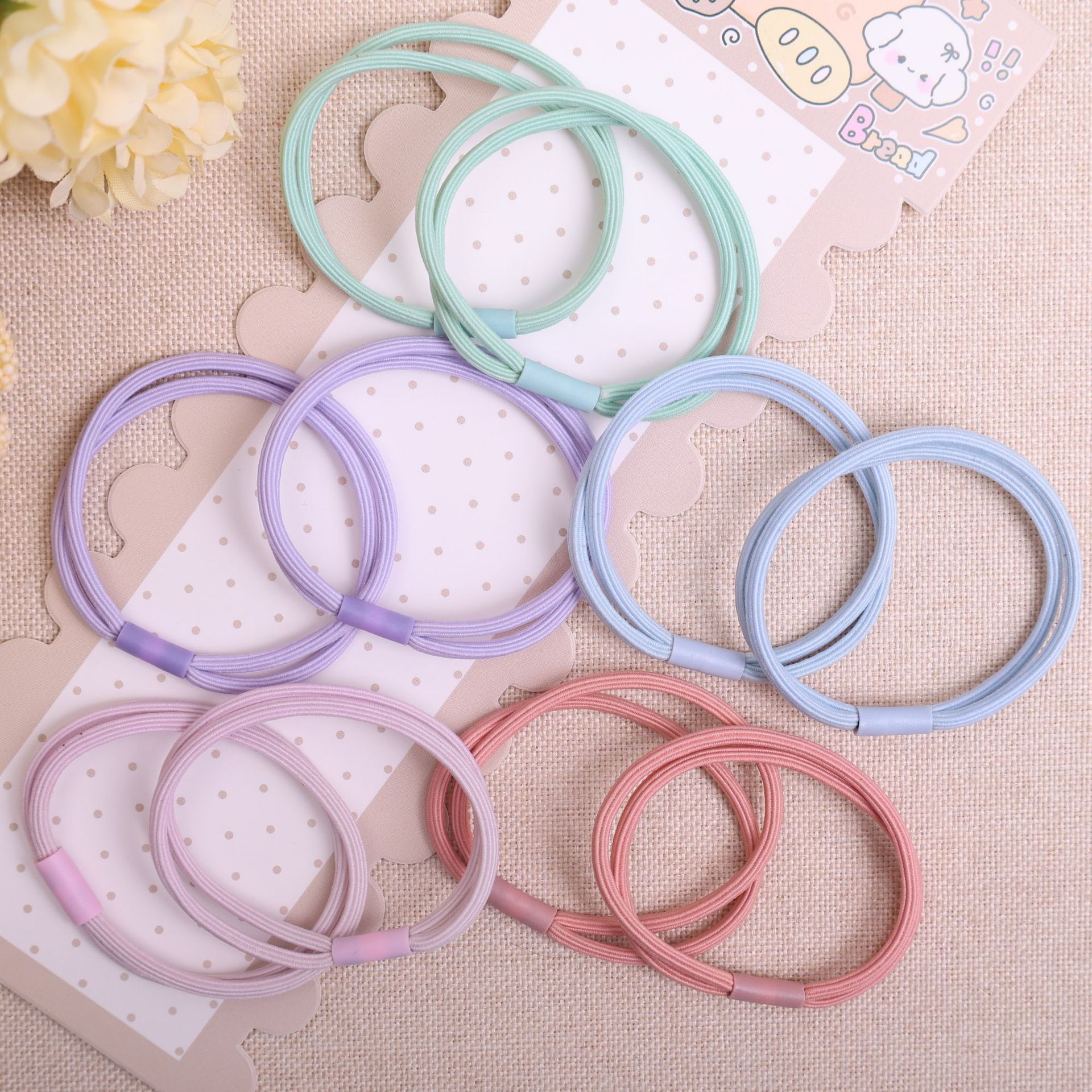 Hair Elastics - Hair Elastics - Hair Accessories - Elastics - Hairbands - Ponytail - Bun - Hair Fashion - Hair Styling - Women - Women - Without Metal - Sports - Fitness - Yoga - Running - Green, Blue, Pink & Purple - 50 Pieces - Image 1