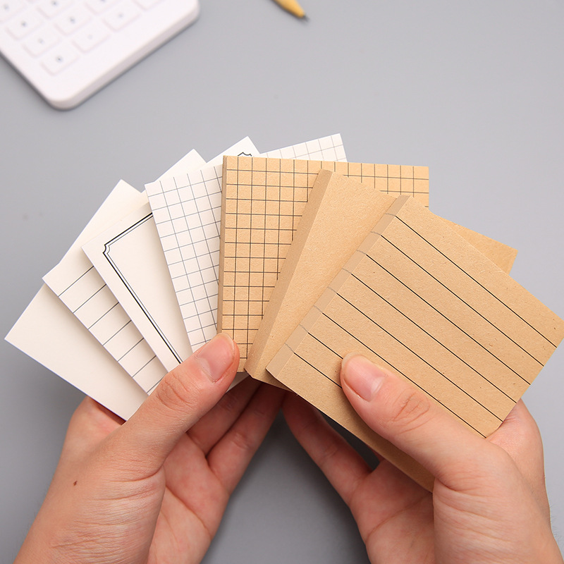 Sticky notes - Memo pad - Notepads - Bullet journal accessories - School supplies - Office supplies - Kraft paper - Notepads - Aesthetic stationery - Scrapbook paper - Sticky notes - Planner - Brown and White - 1 Piece - Image 1